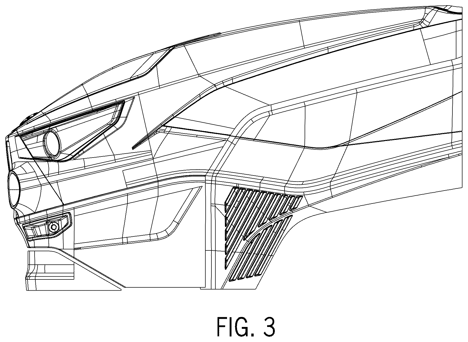 Patent USD1043764 Figure 3 – Hood of a work vehicle
