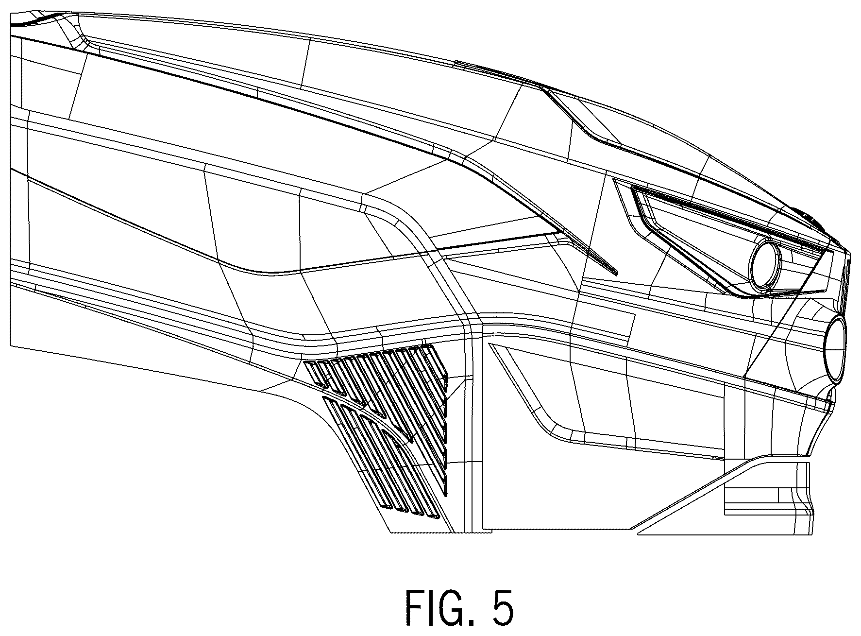 Patent USD1043764 Figure 5 – Hood of a work vehicle