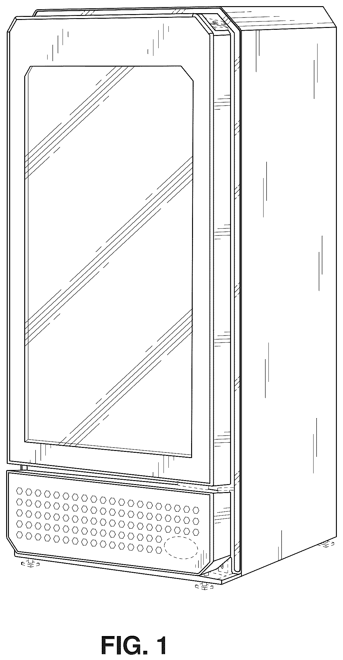 Patent USD1043769 Figure 1 – Beveled edge cooler cabinet design