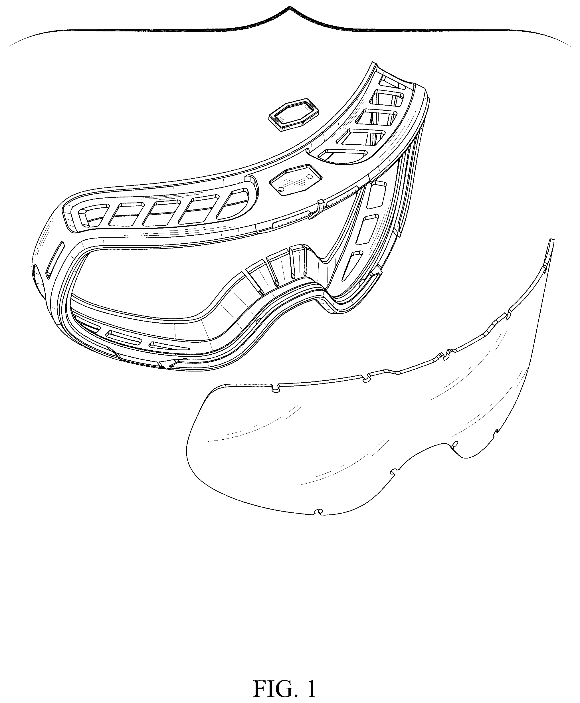 Patent USD1043800 Figure 1 – Goggles