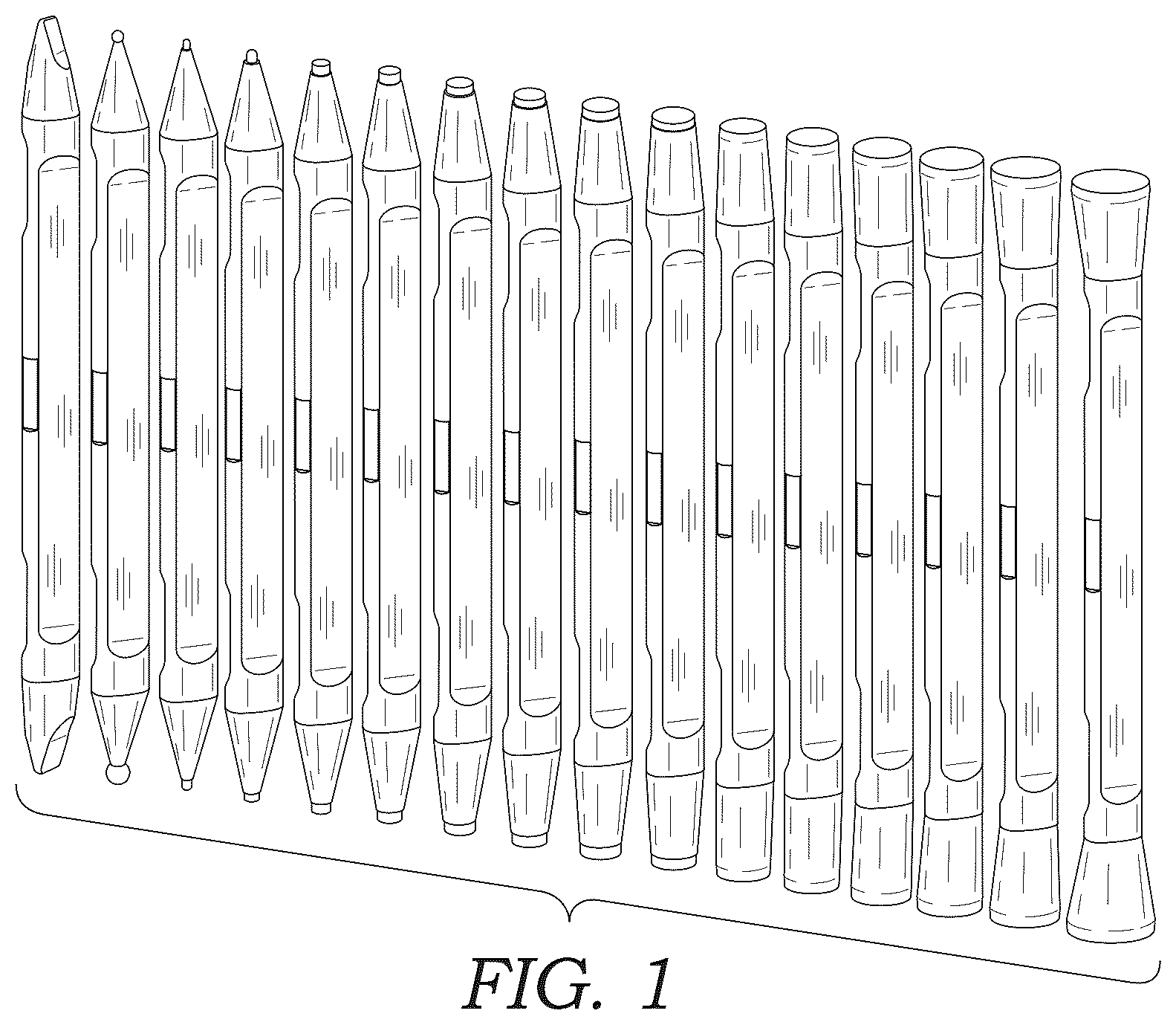 Patent USD1043825 Figure 1 – Dotting tool set