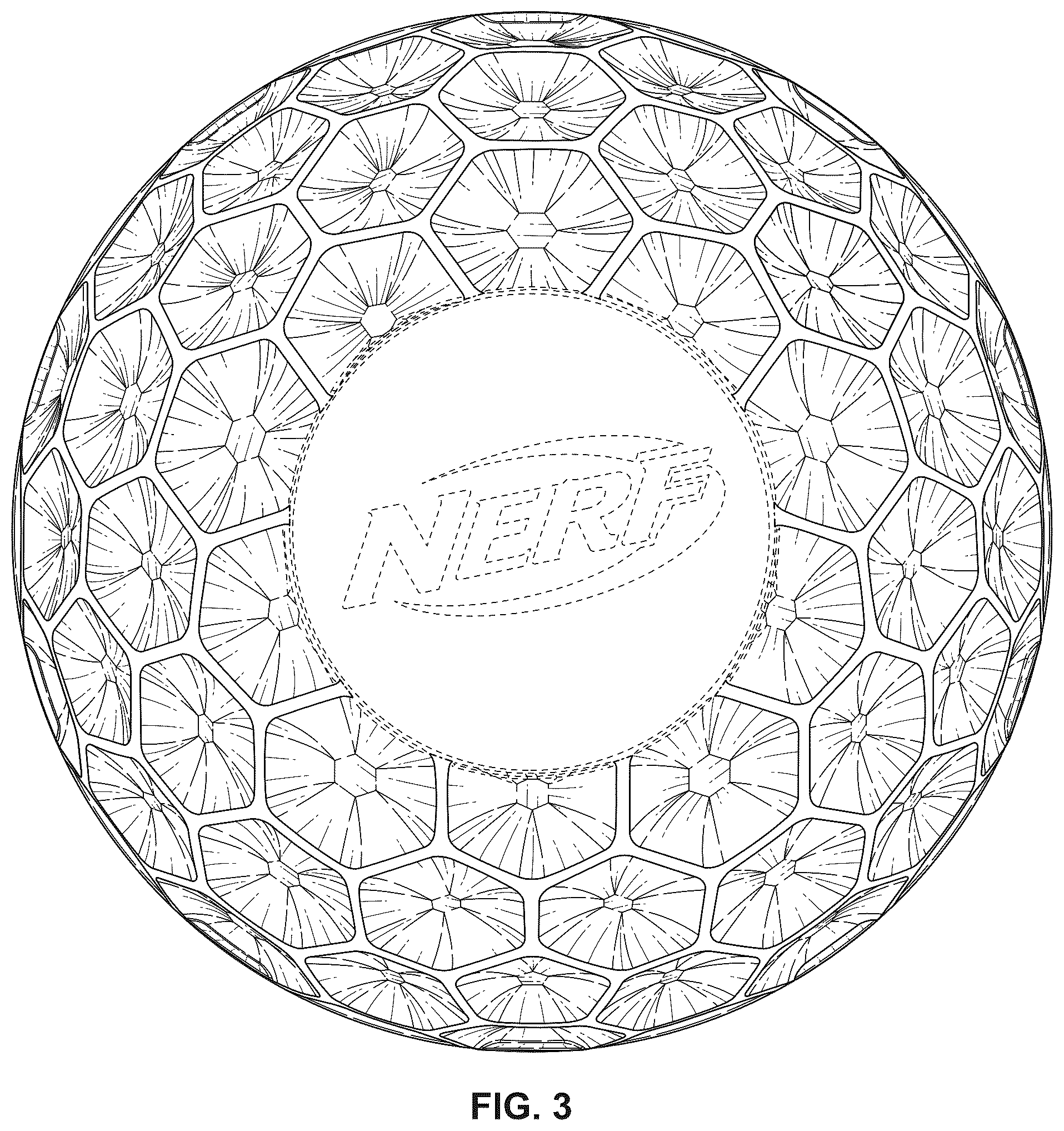Patent USD1043833 Figure 3 – Ball projectile