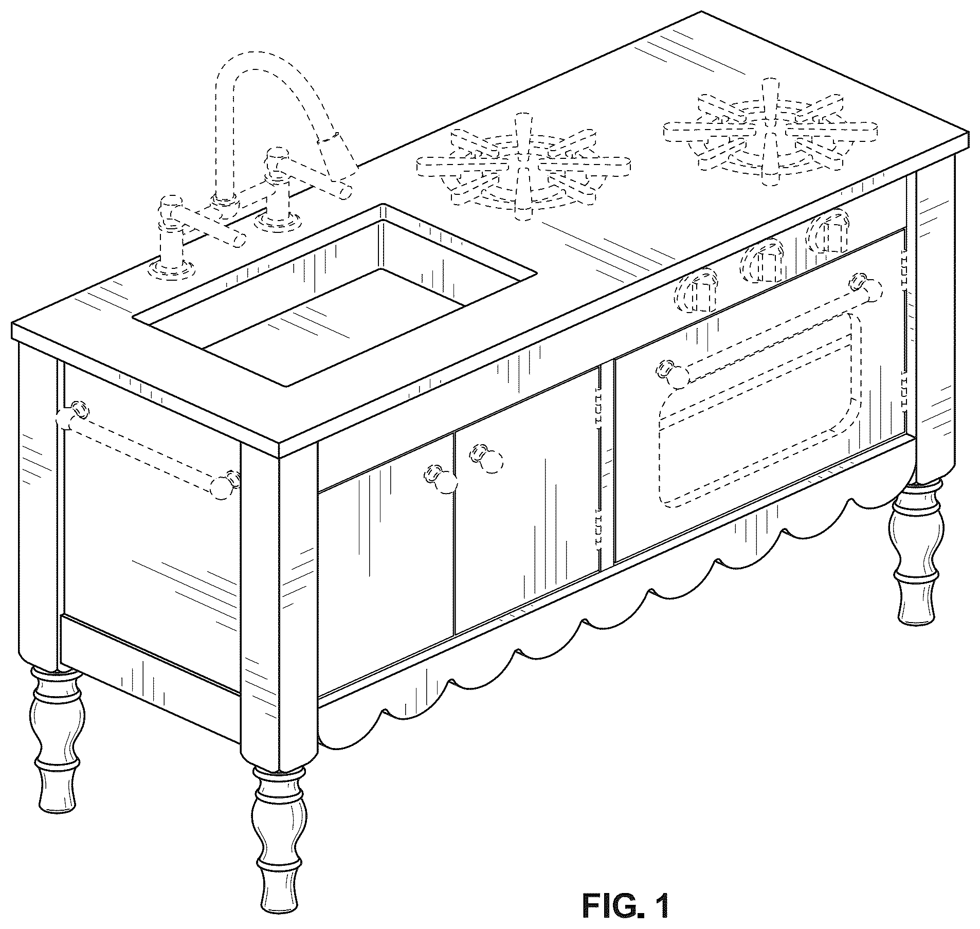 Patent USD1043854 Figure 1 – Play kitchen
