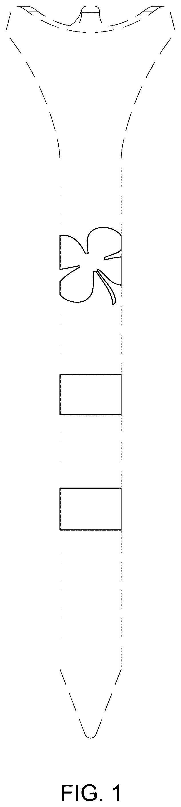 Patent USD1043875 Figure 1 – Clover and two stripes golf tee