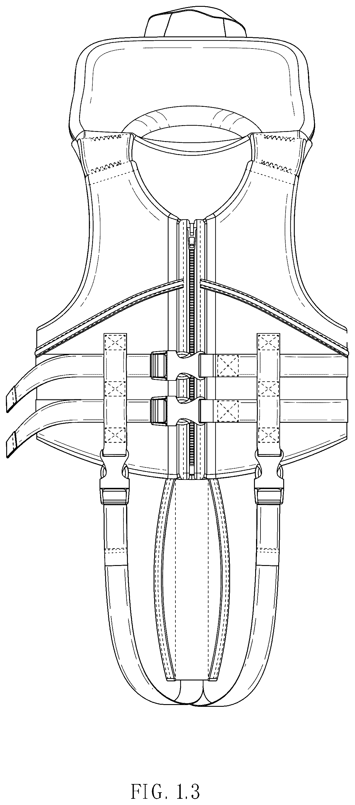 Patent USD1043883 Figure 3 – Life vest with a foam collar for head and neck support