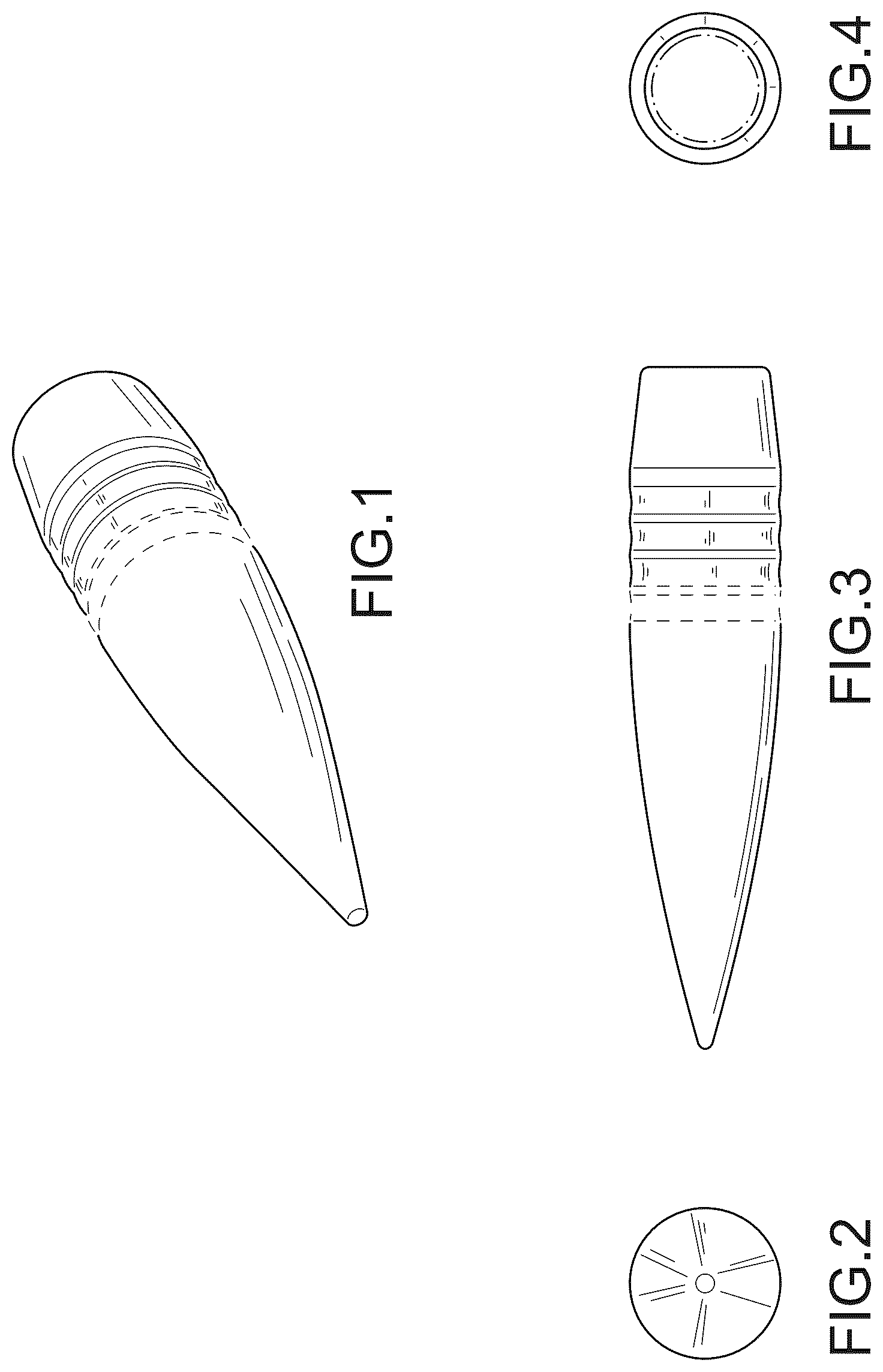 Patent USD1043897 Figure 1 – Projectile