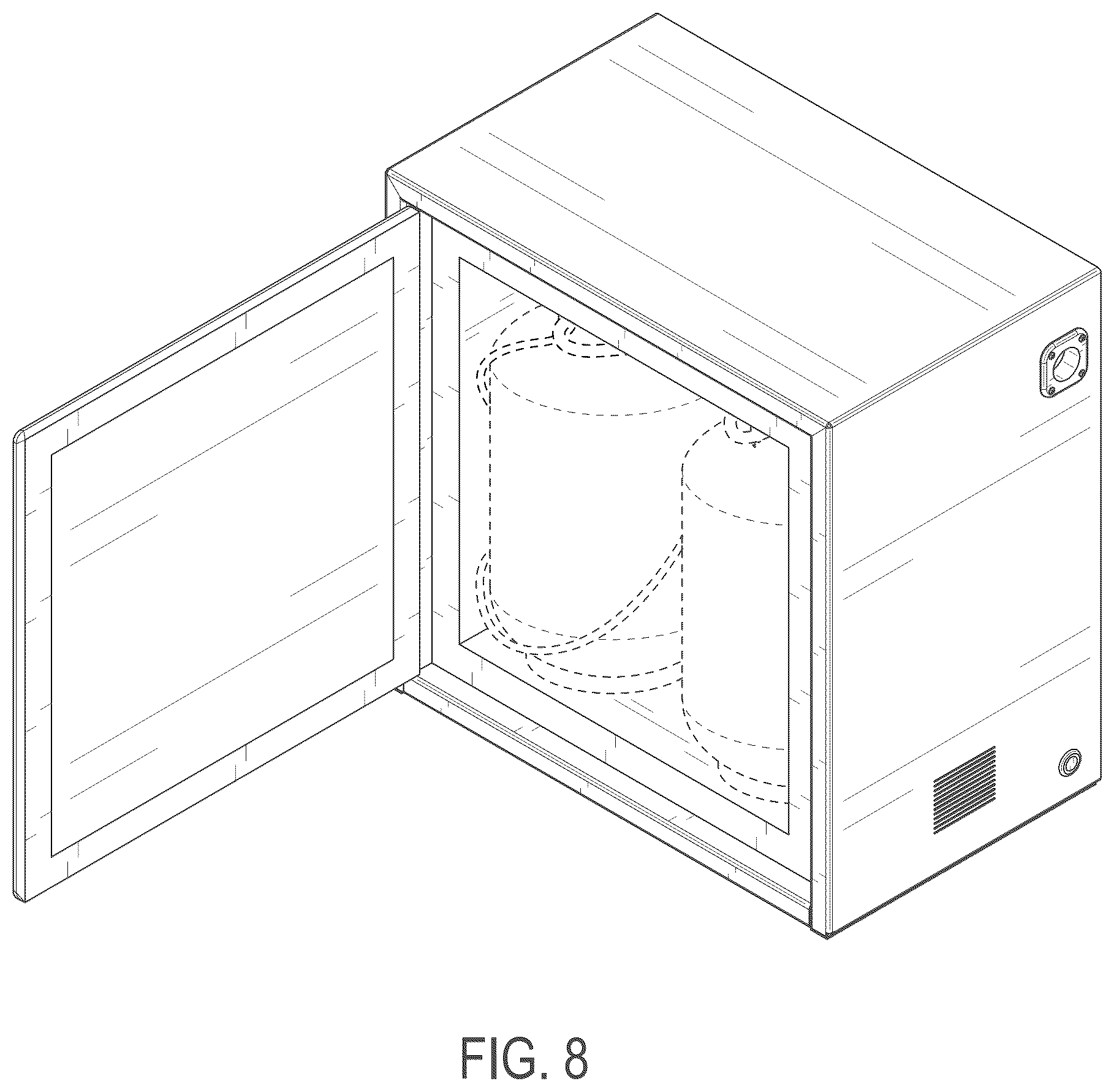 Patent USD1043907 Figure 7 – Liquid propane container for ice fishing enclosure