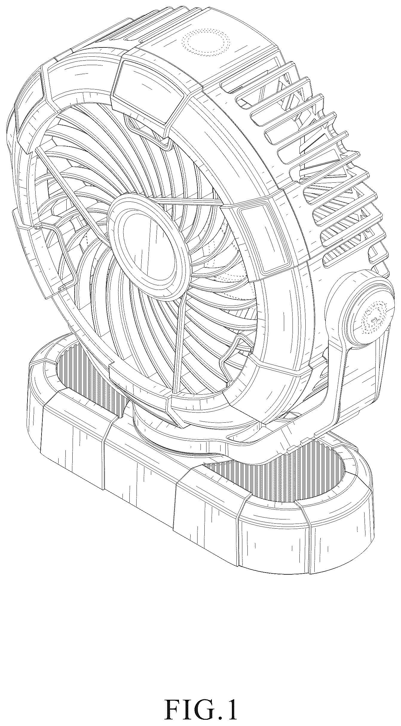 Patent USD1043946 Figure 1 – Camping desktop fan