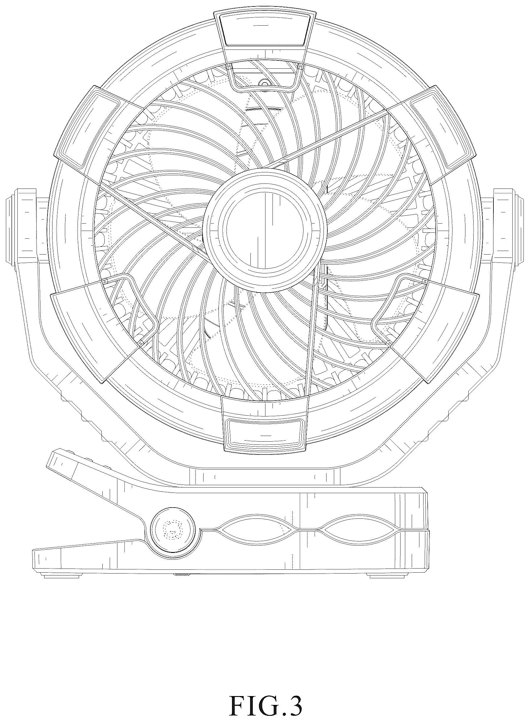 Patent USD1043947 Figure 3 – Camping clamp fan