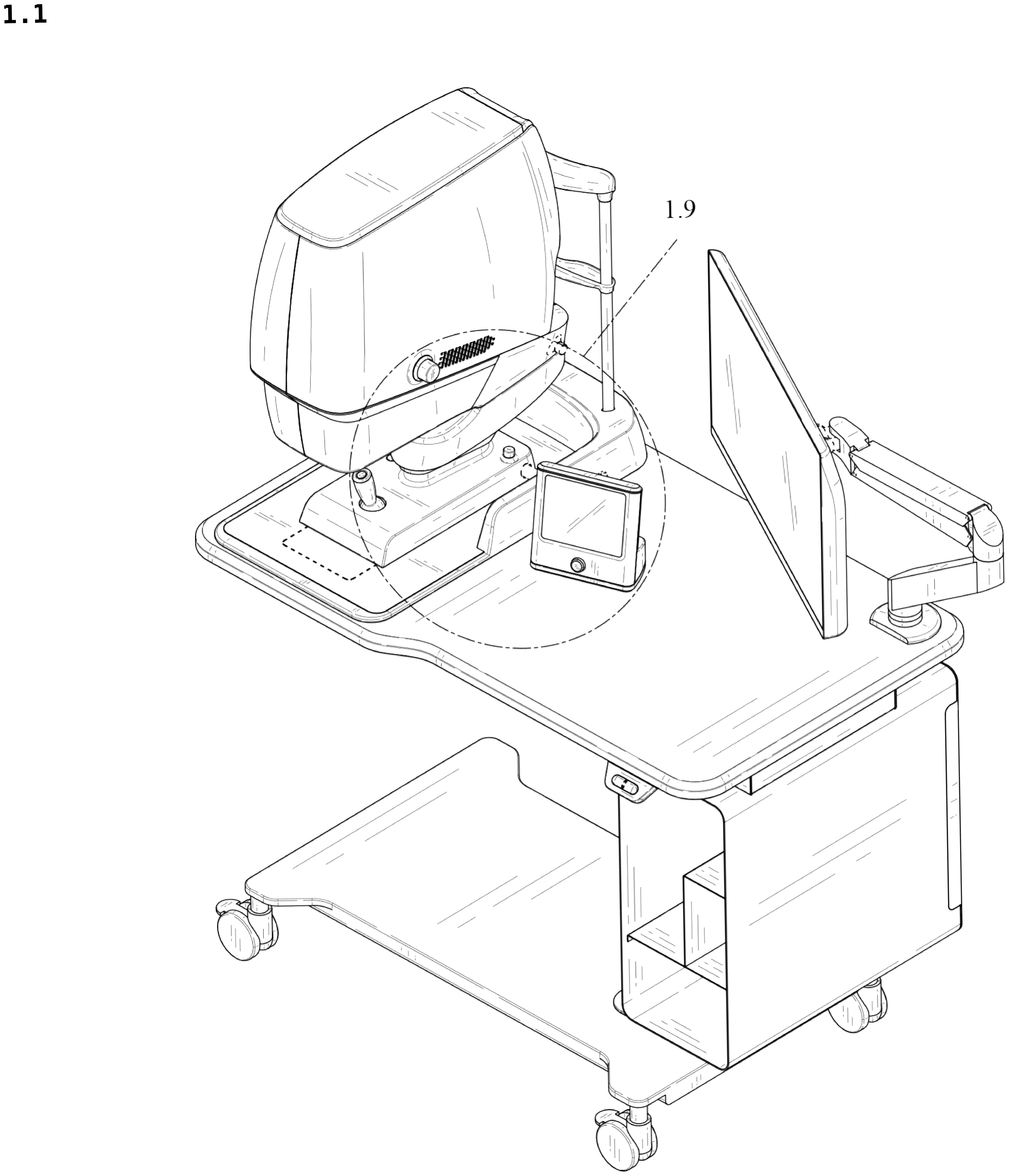 Patent USD1043993 Figure 1 – Operating console for eye testing