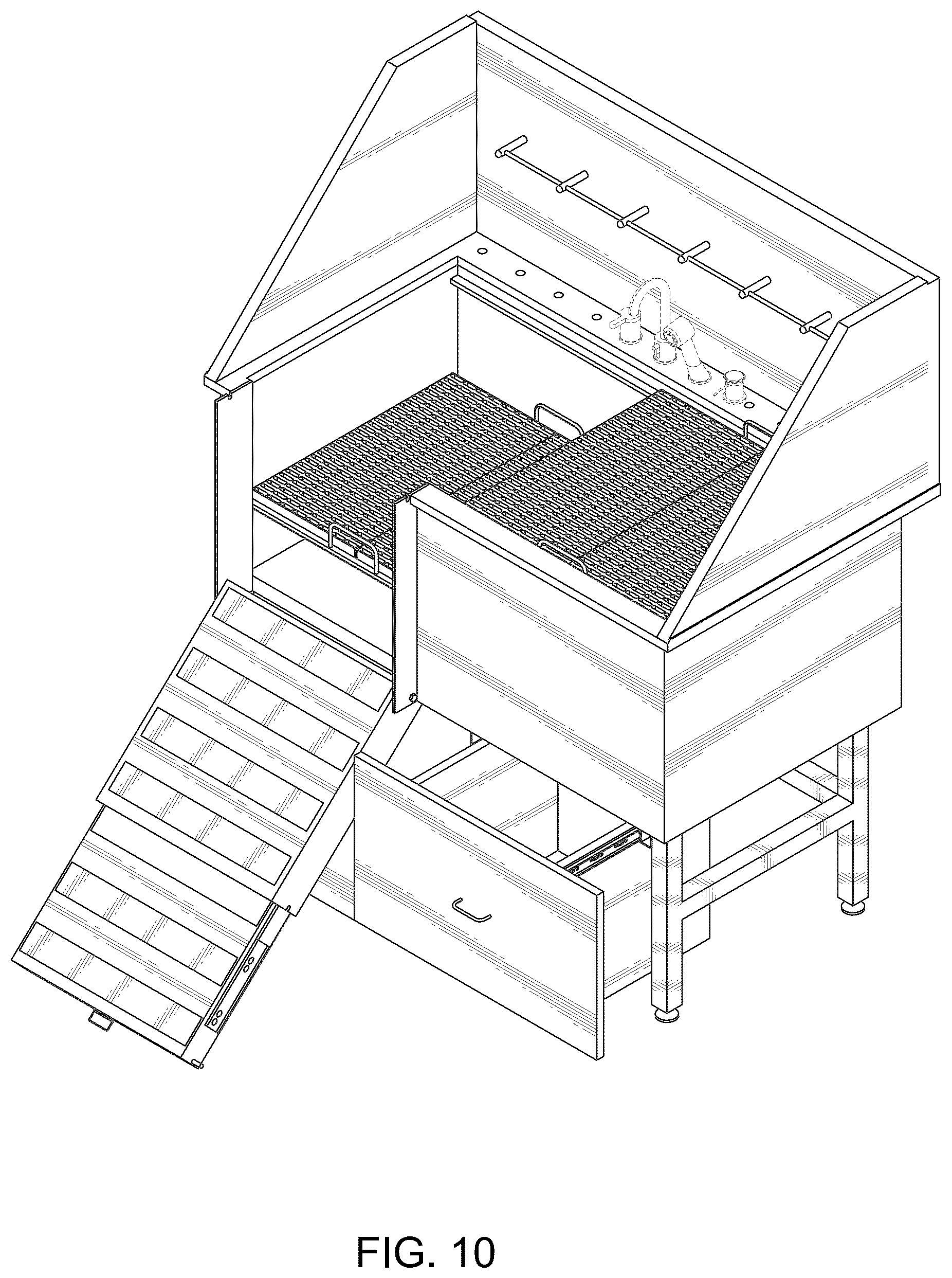Patent USD1044159 Figure 10 – Pet grooming station