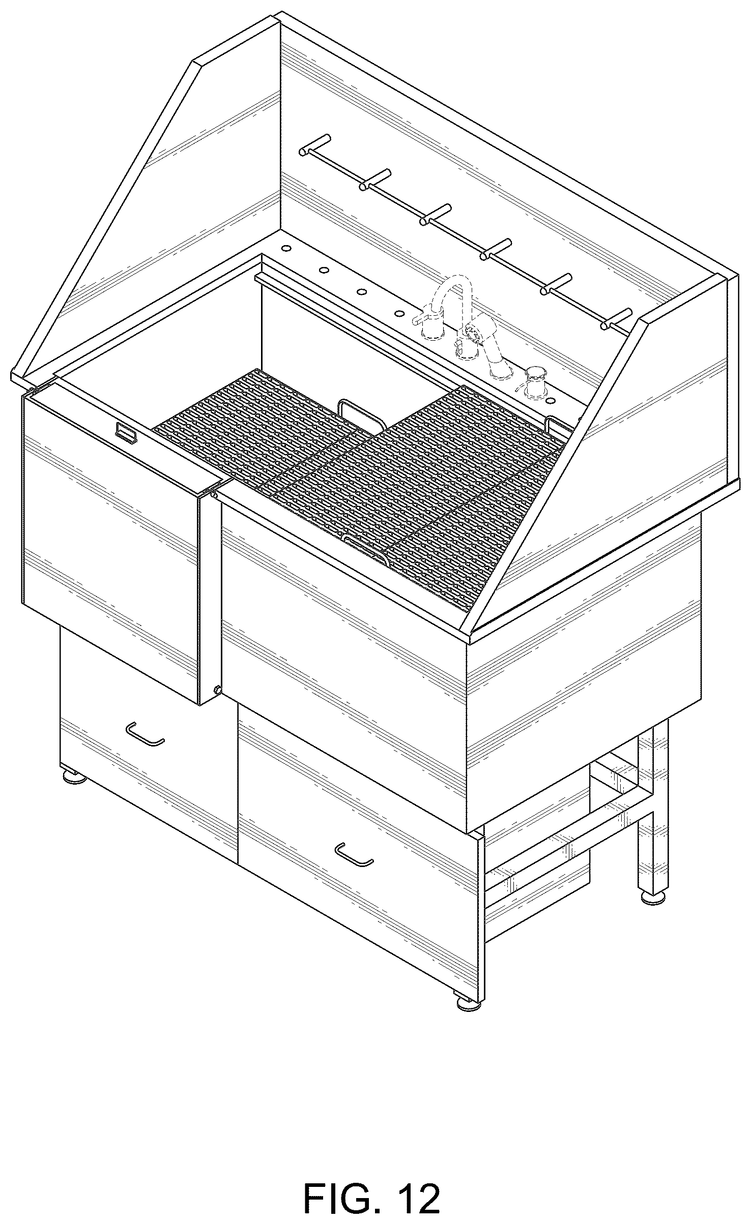 Patent USD1044159 Figure 12 – Pet grooming station