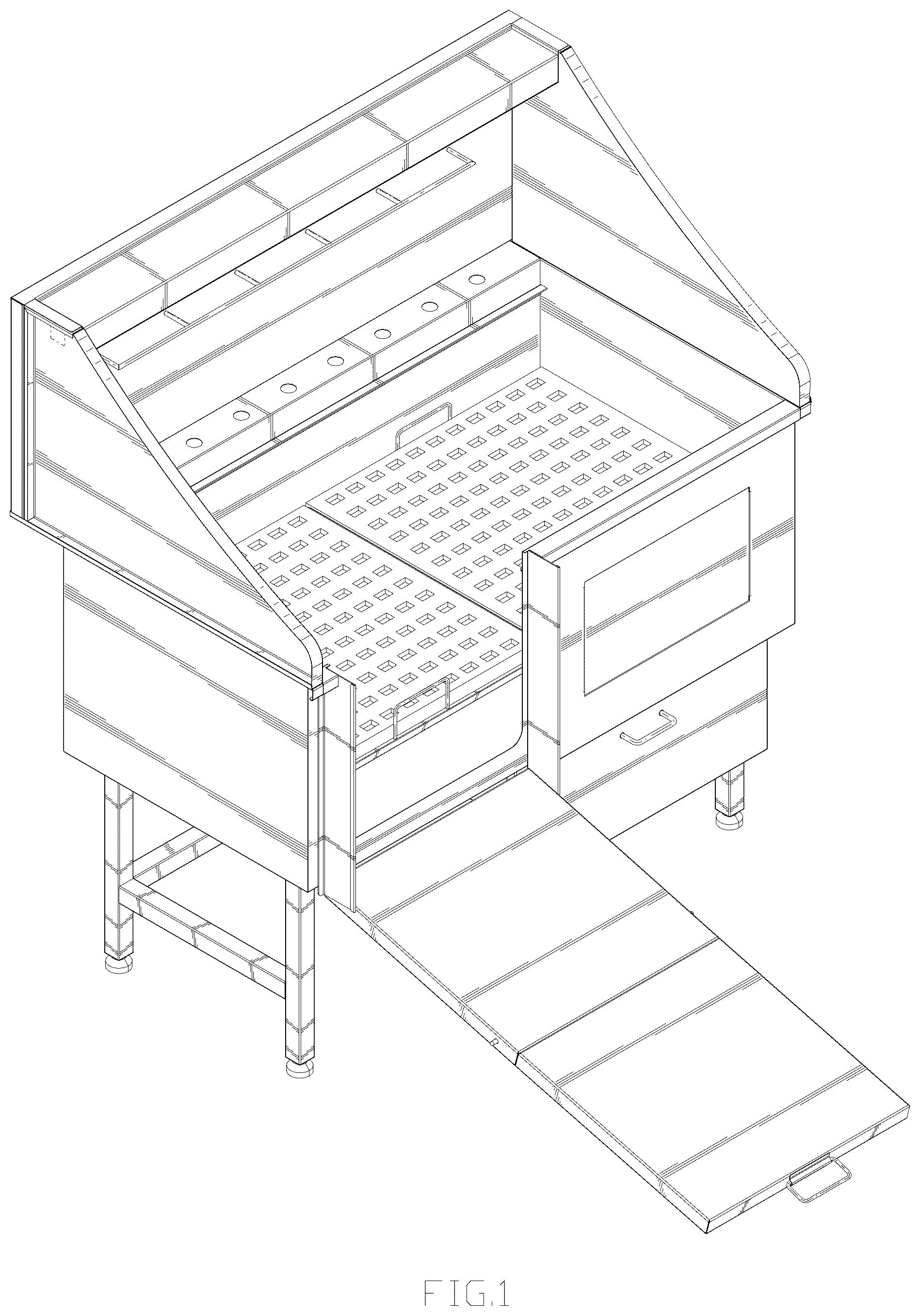 Patent USD1044160 Figure 1 – Dog bathing station