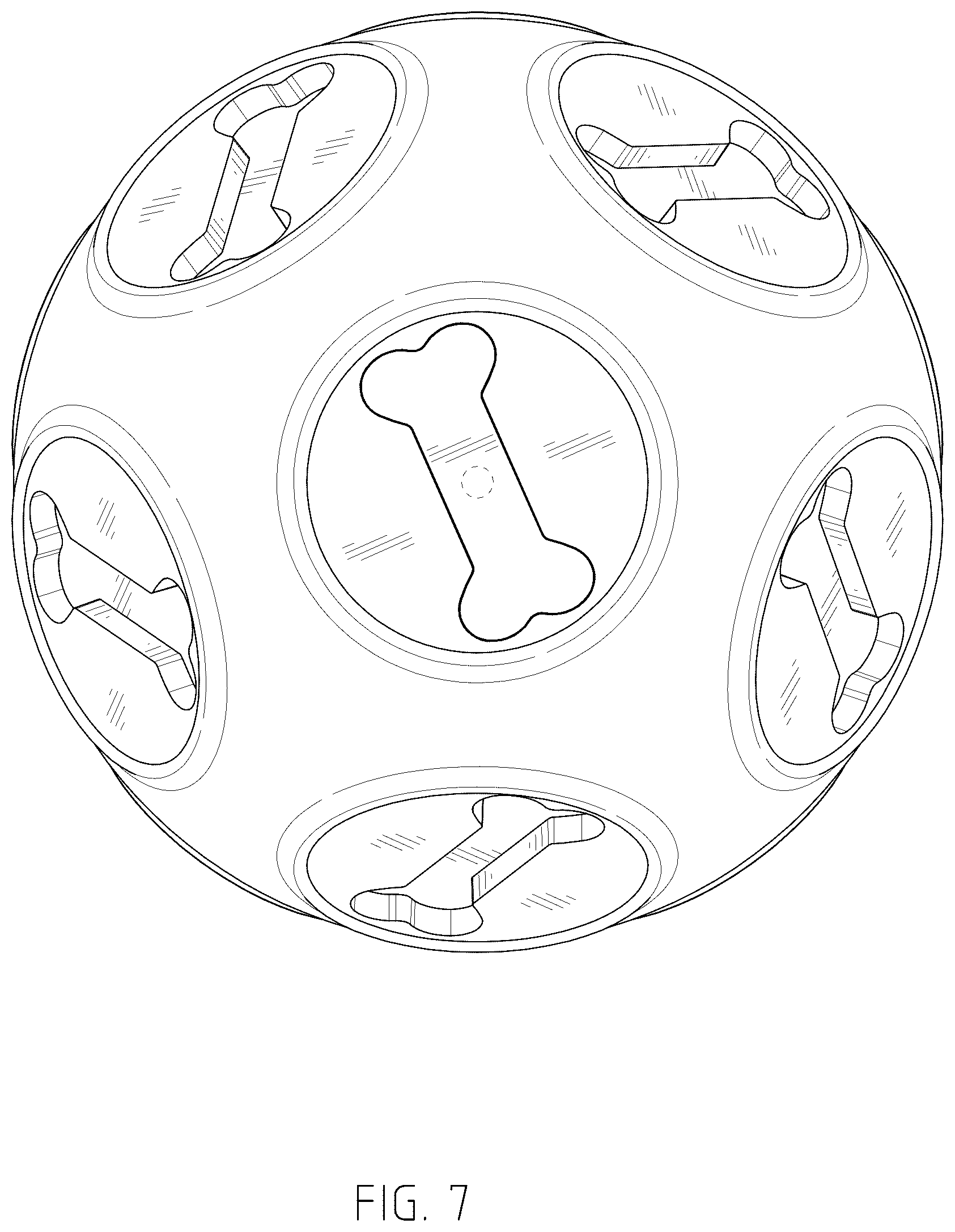 Patent USD1044163 Figure 7 – Ball-shaped pet chew toy