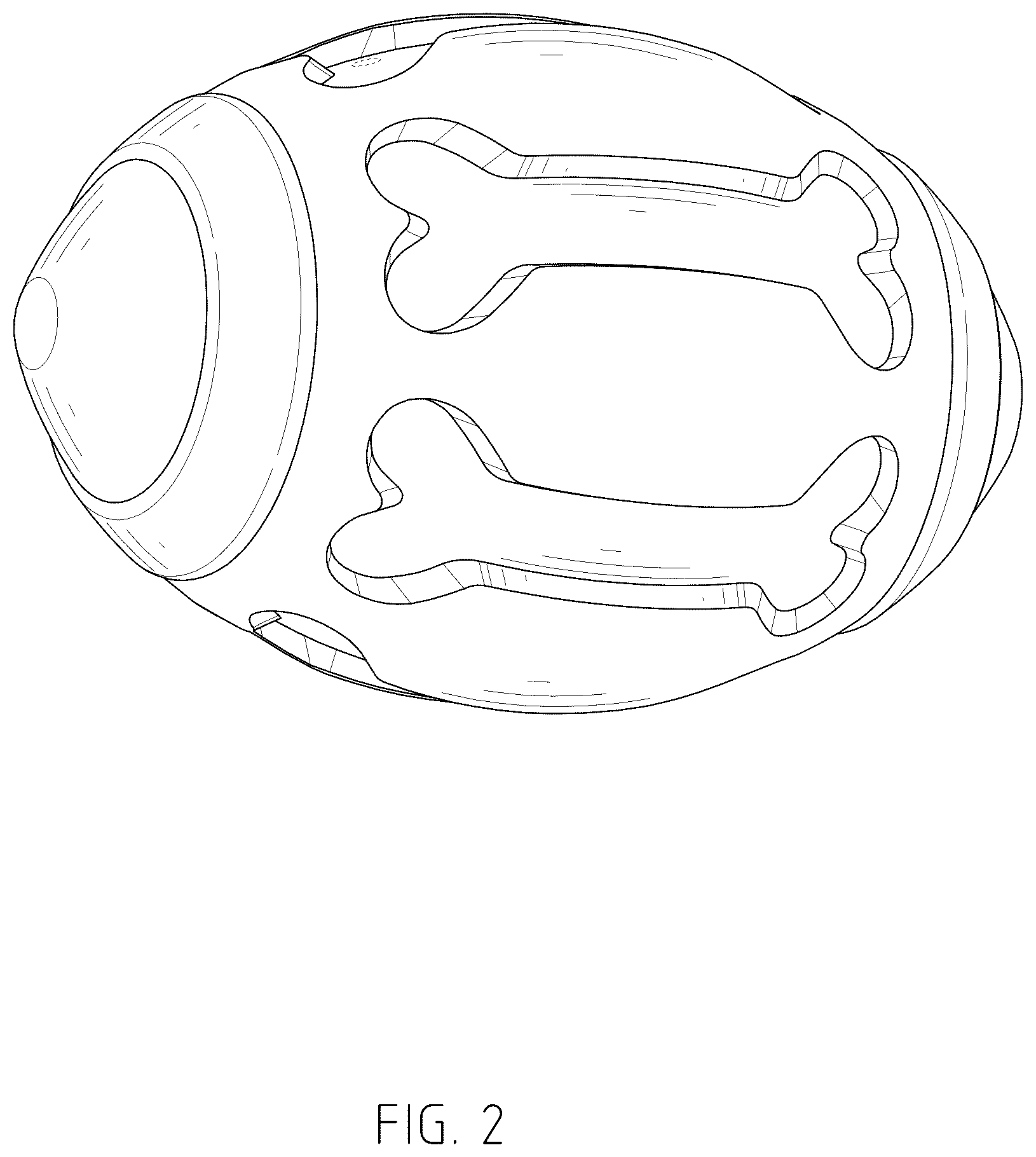 Patent USD1044164 Figure 2 – Rugby-shaped chew toy