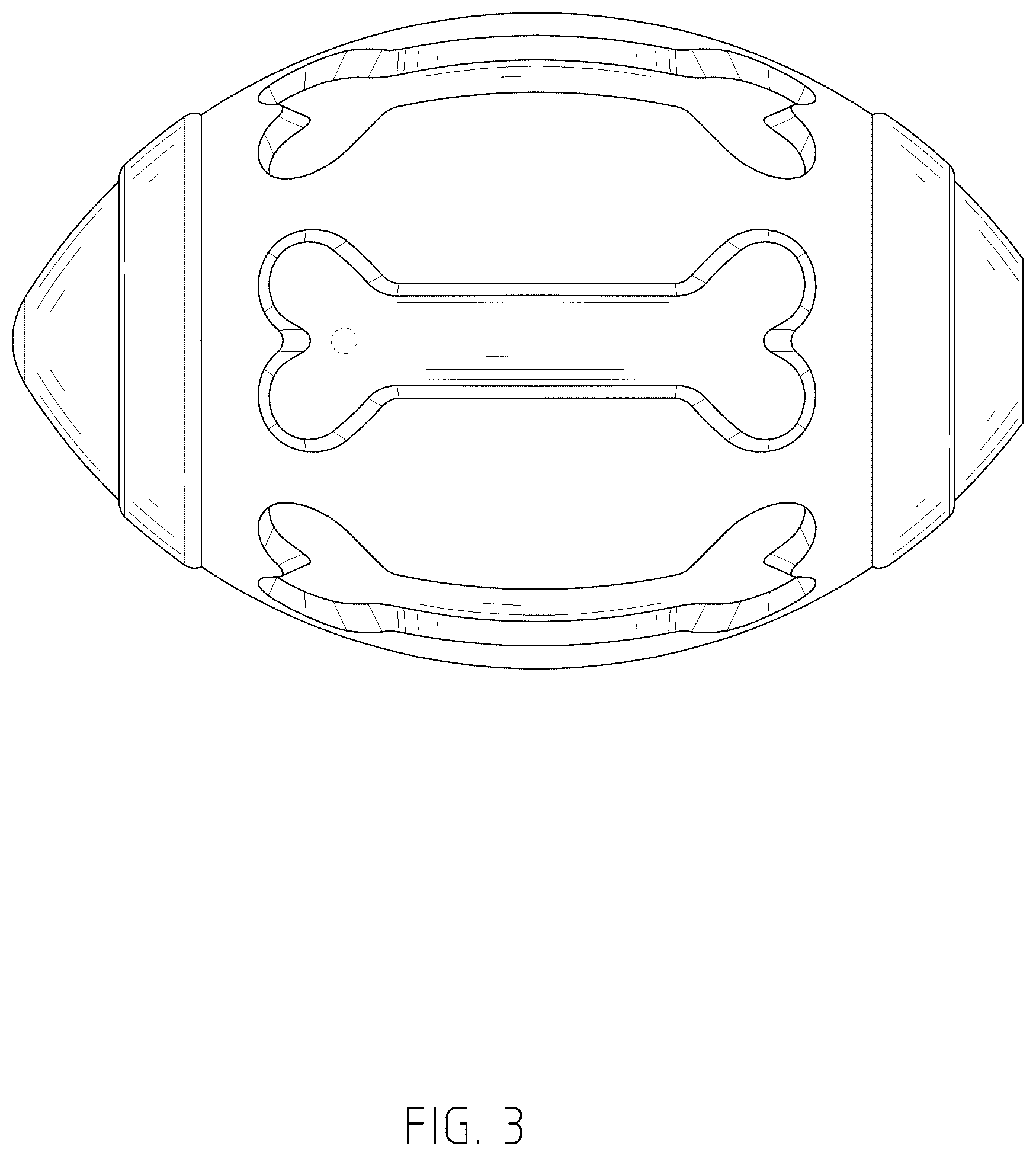 Patent USD1044164 Figure 3 – Rugby-shaped chew toy