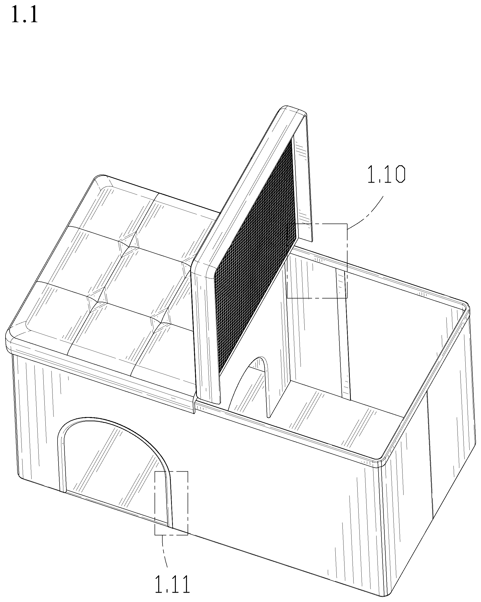 Patent USD1044170 Figure 1 – Cat litter box enclosure ottoman