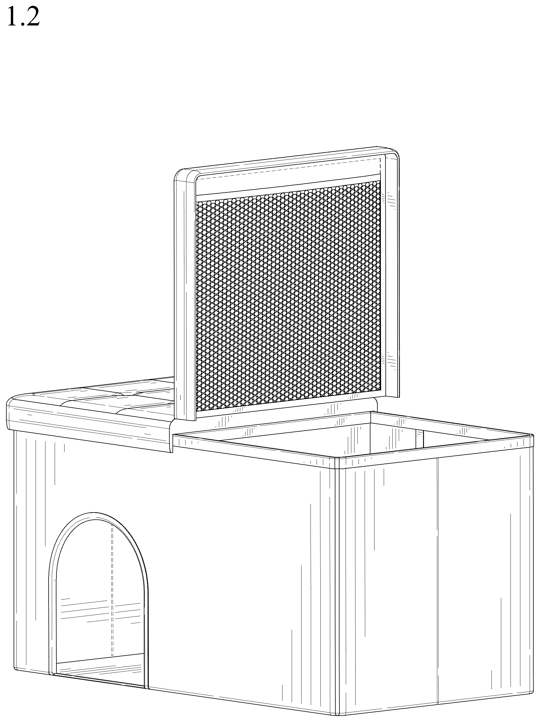 Patent USD1044170 Figure 2 – Cat litter box enclosure ottoman