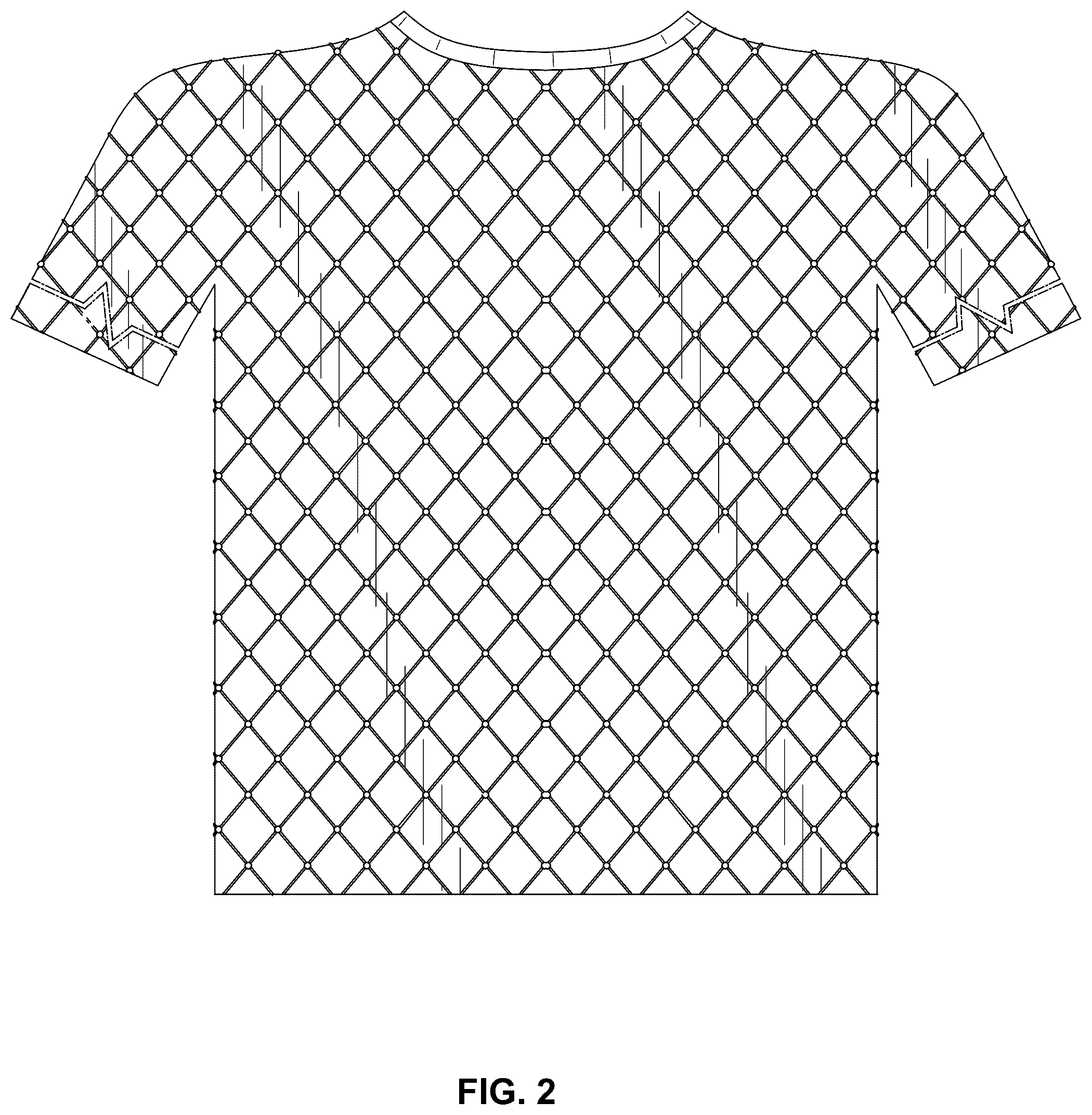 Patent USD1044207 Figure 2 – Upper body clothing article with diamond shaped netting