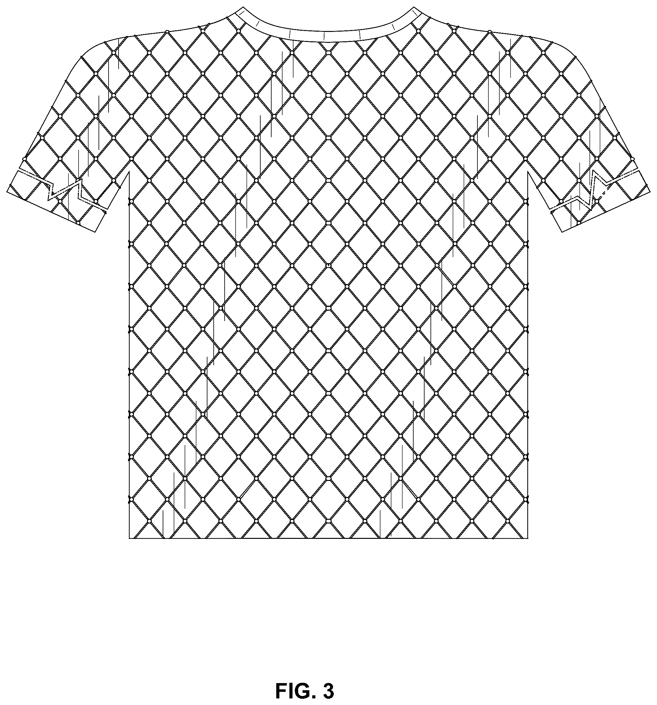 Patent USD1044207 Figure 3 – Upper body clothing article with diamond shaped netting