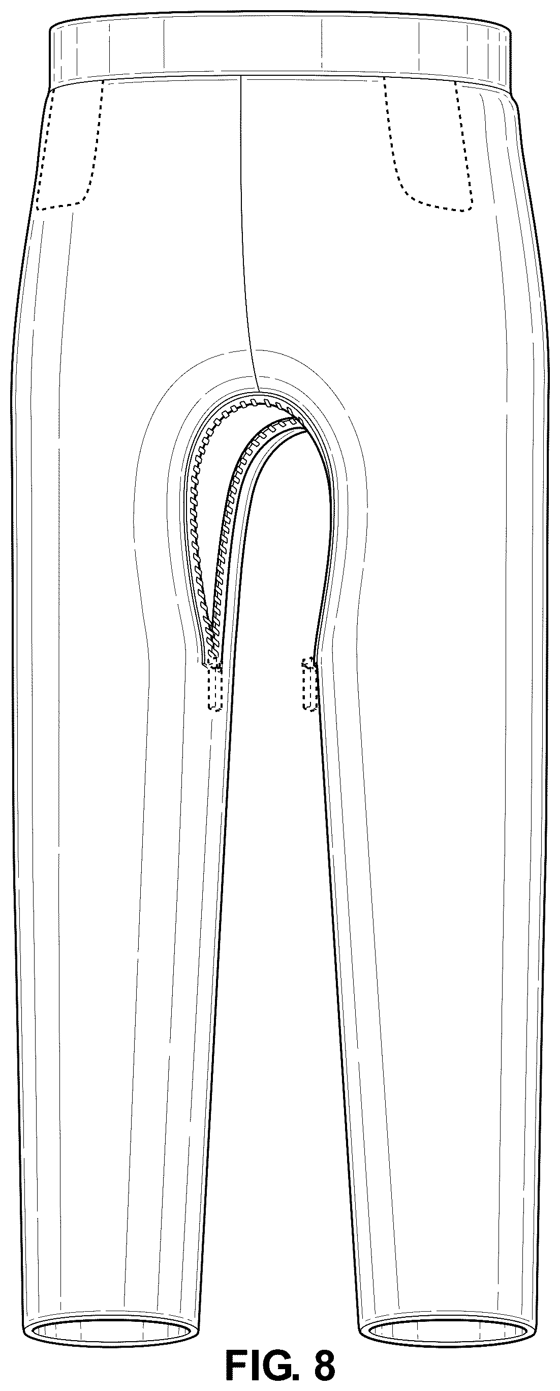 Patent USD1044209 Figure 6 – Double inseam access garment