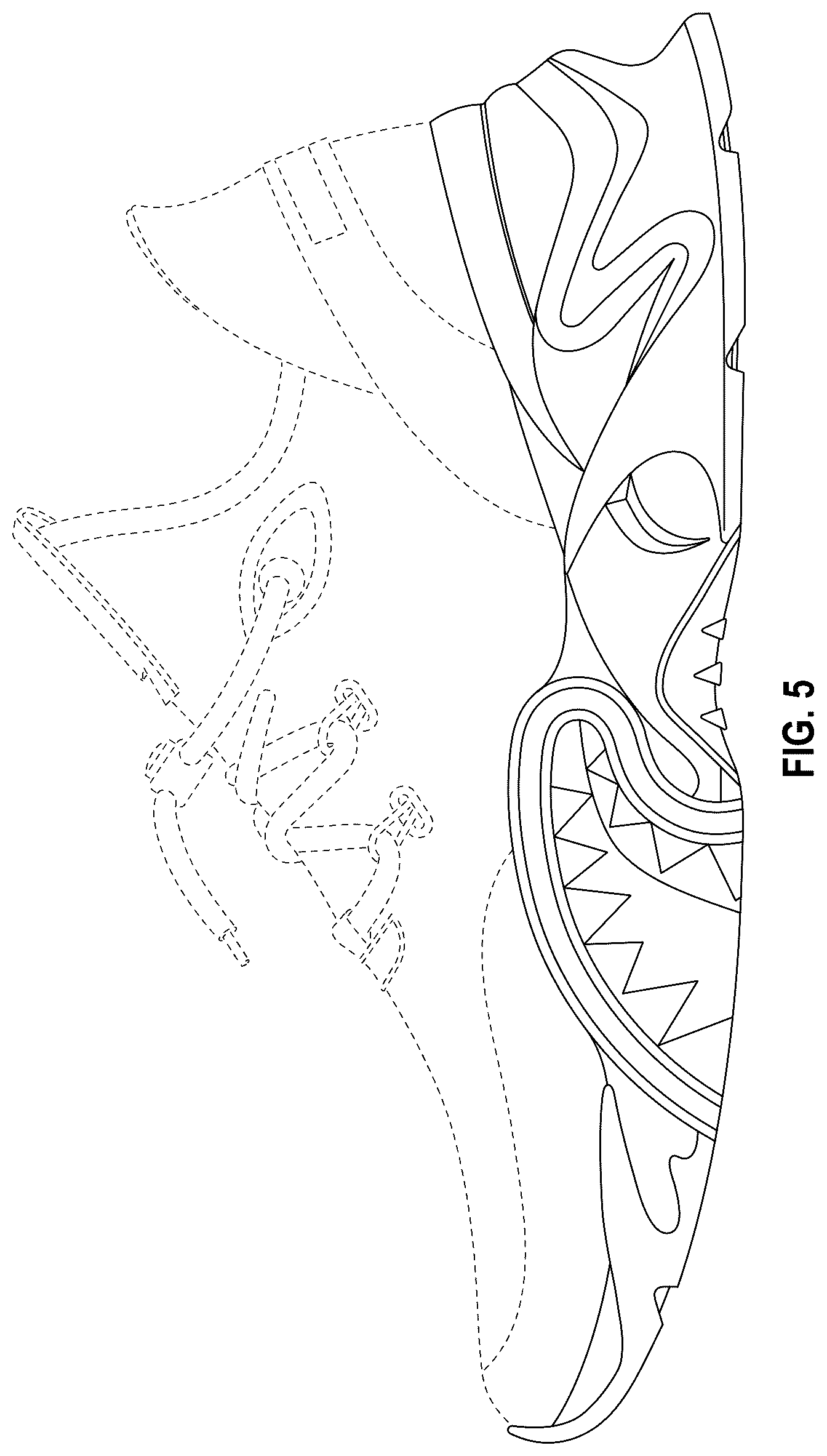Patent USD1044237 Figure 5 – Shoe sole