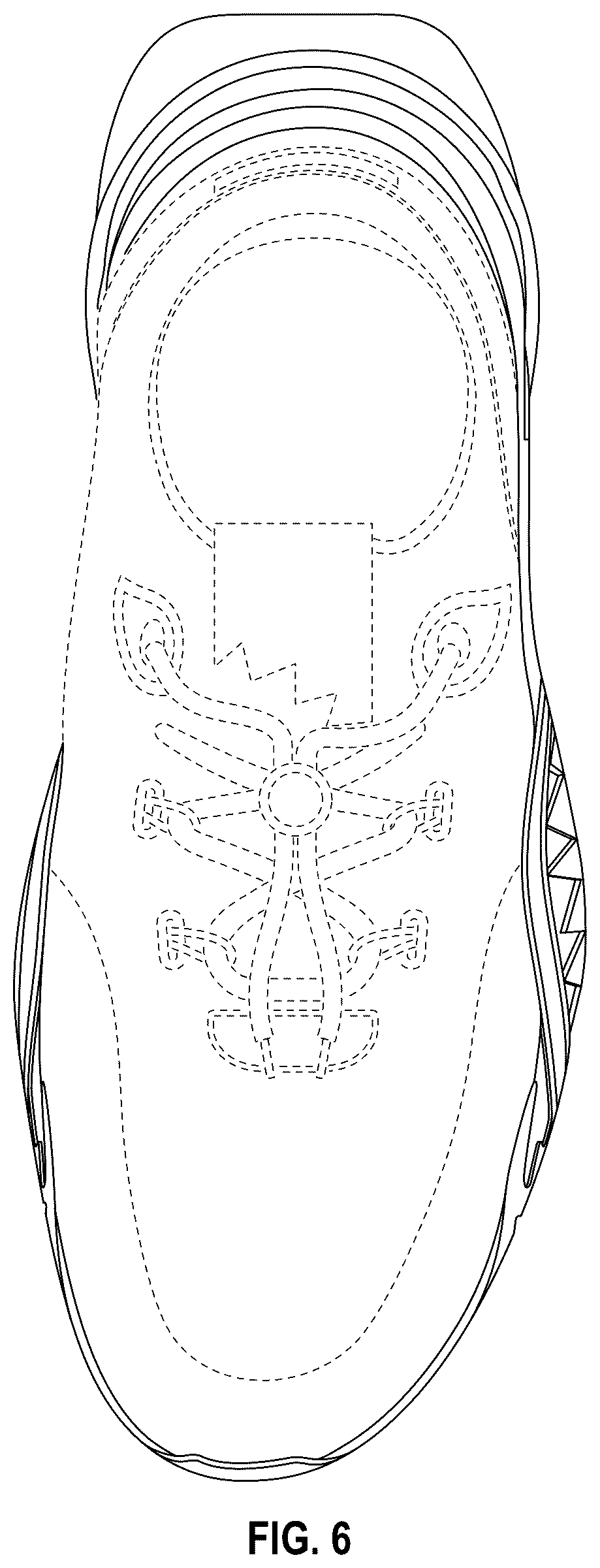 Patent USD1044237 Figure 6 – Shoe sole