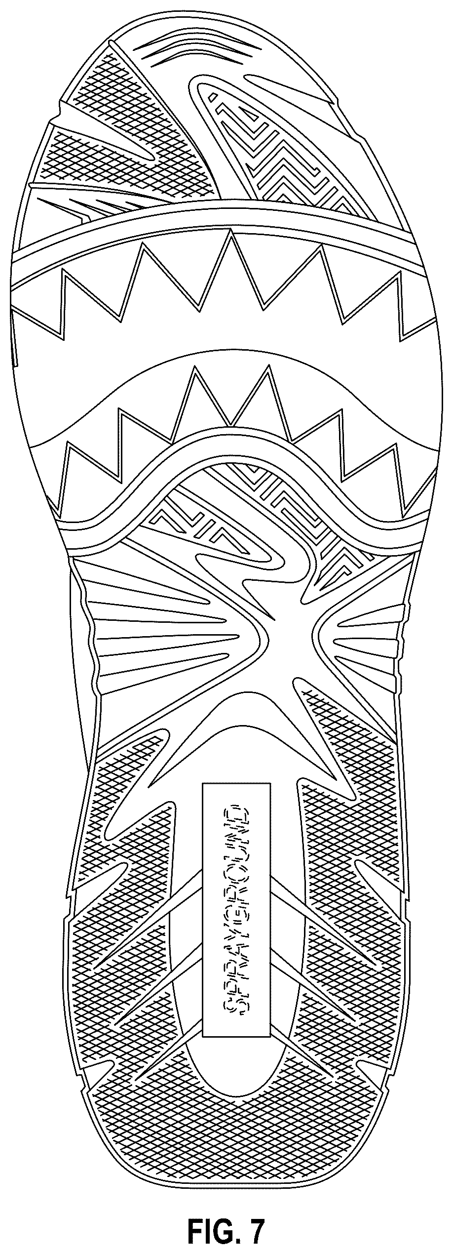 Patent USD1044237 Figure 7 – Shoe sole
