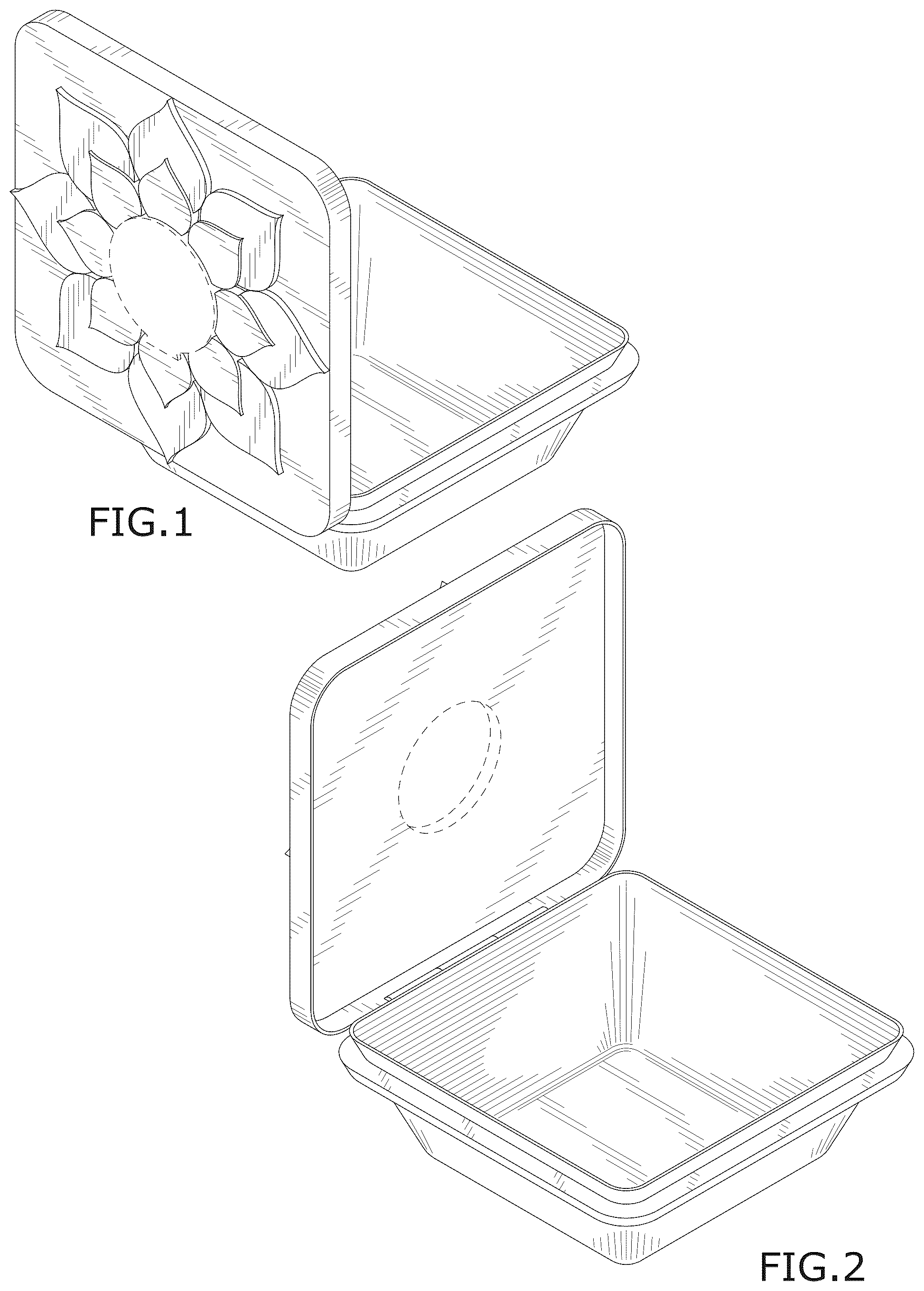 Patent USD1044274 Figure 1 – Container with floral lid