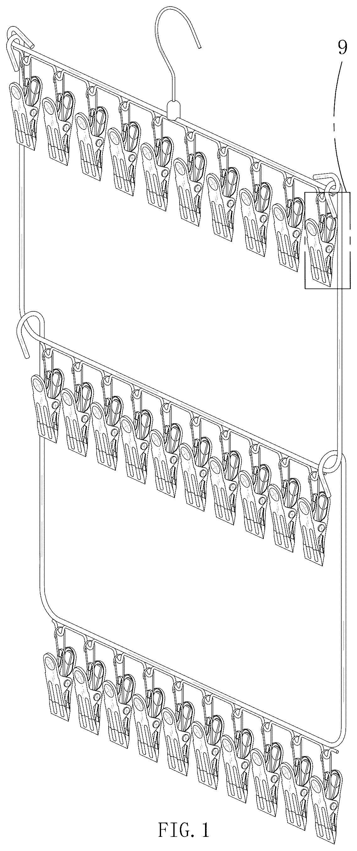 Patent USD1044293 Figure 1 – Hat hanger