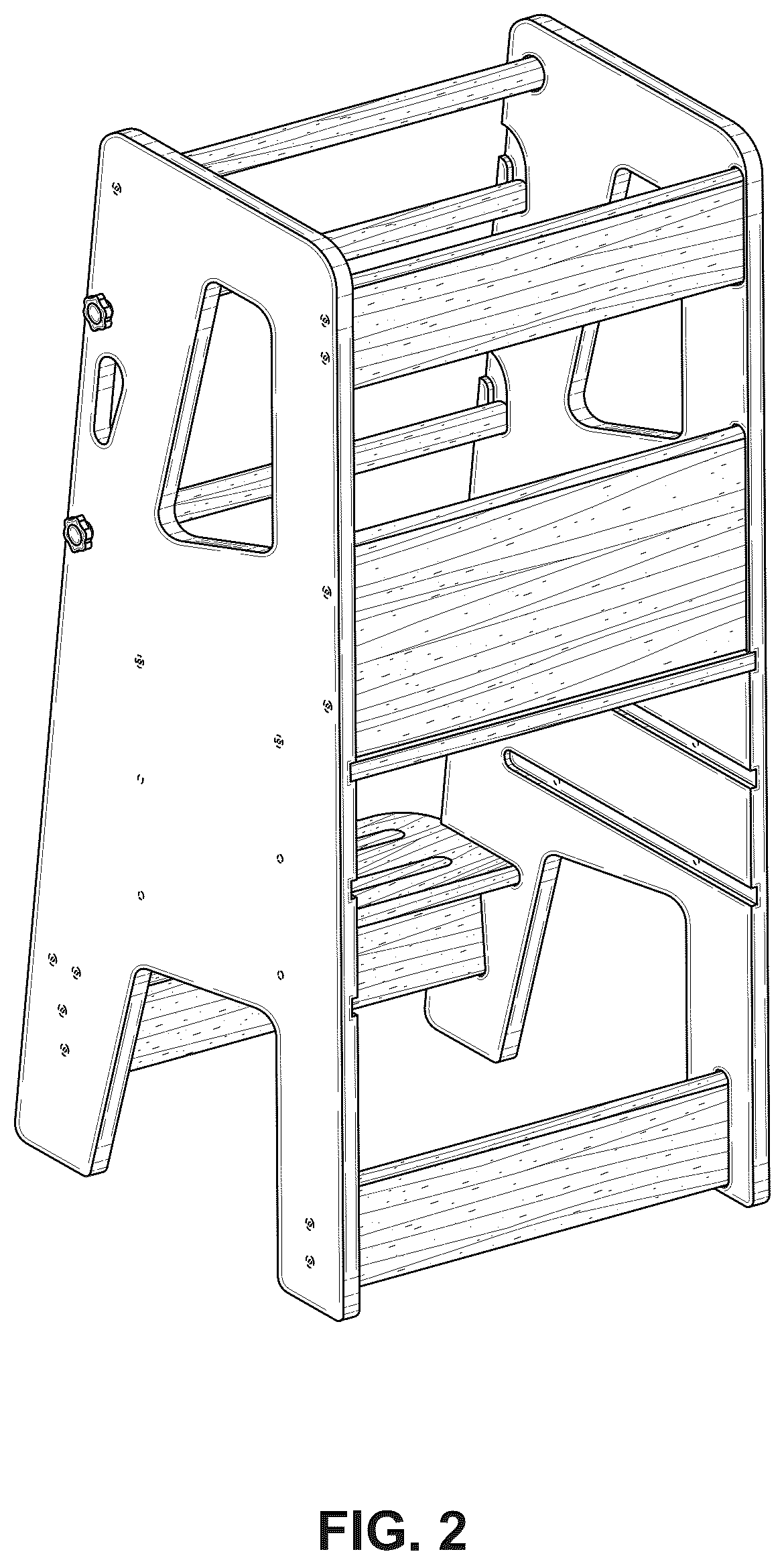 Patent USD1044297 Figure 2 – Toddler standing tower with adjustable platform