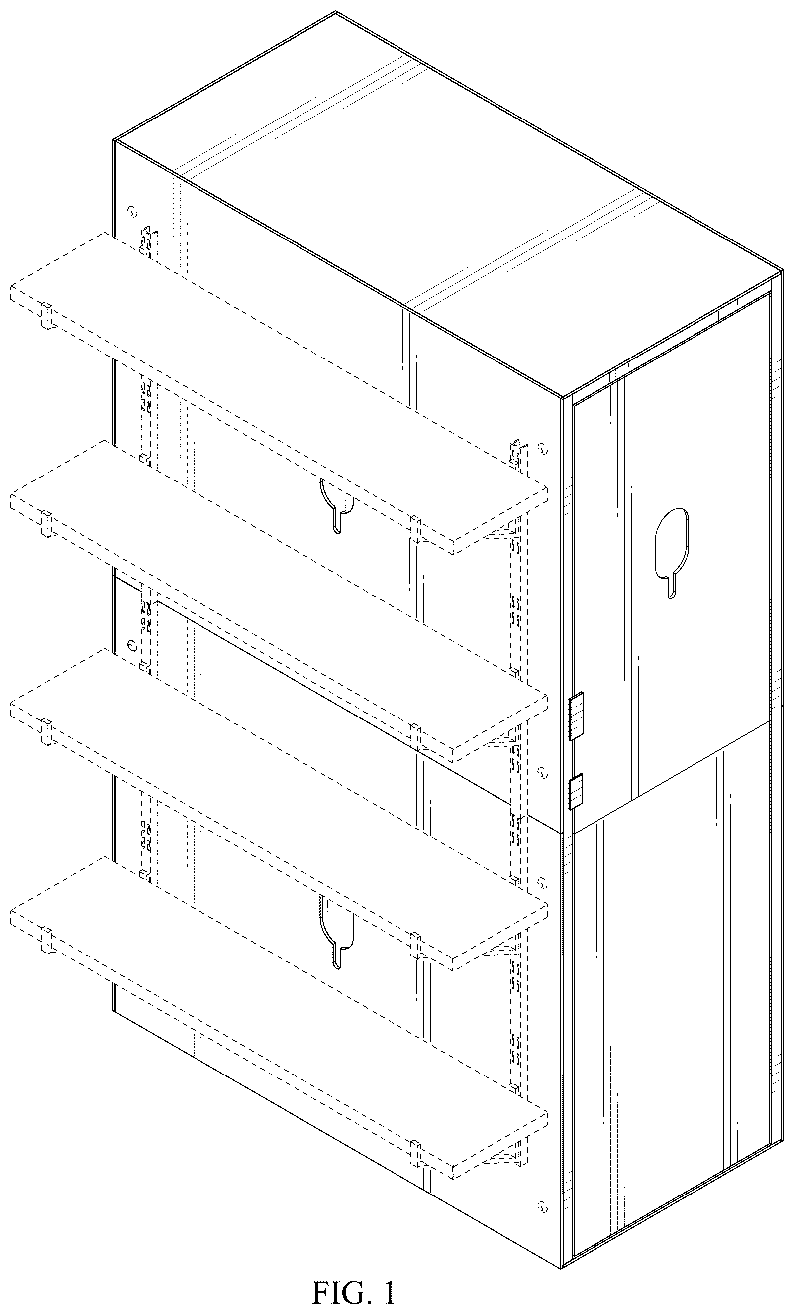Patent USD1044342 Figure 1 – Bookshelf saferoom