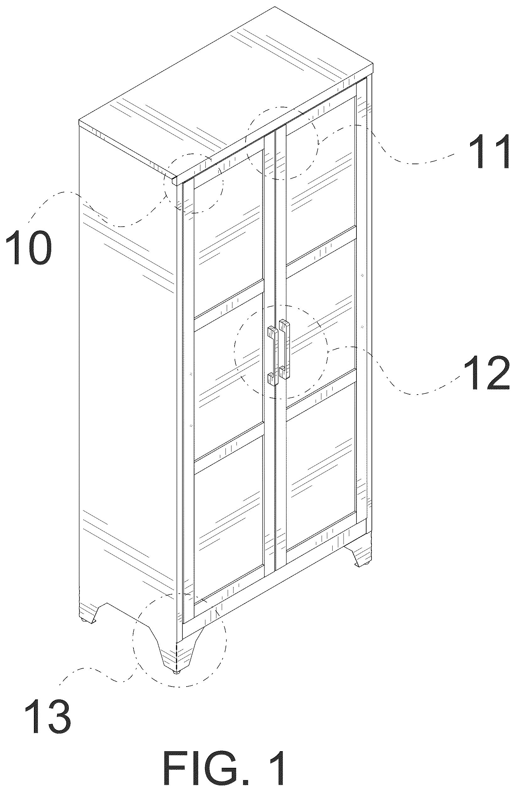 Patent USD1044344 Figure 1 – Kitchen storage cabinet