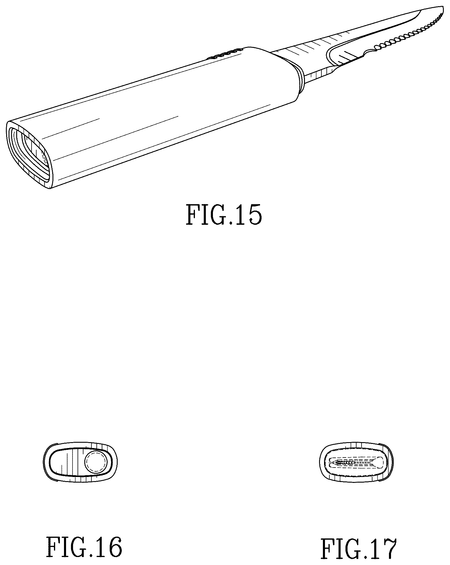 Patent USD1044423 Figure 9 – Combined spork, knife, and fire starter