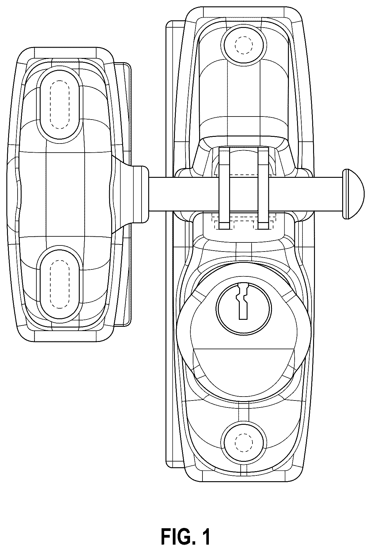 Patent USD1044469 Figure 1 – Key lockable double sided gate latch