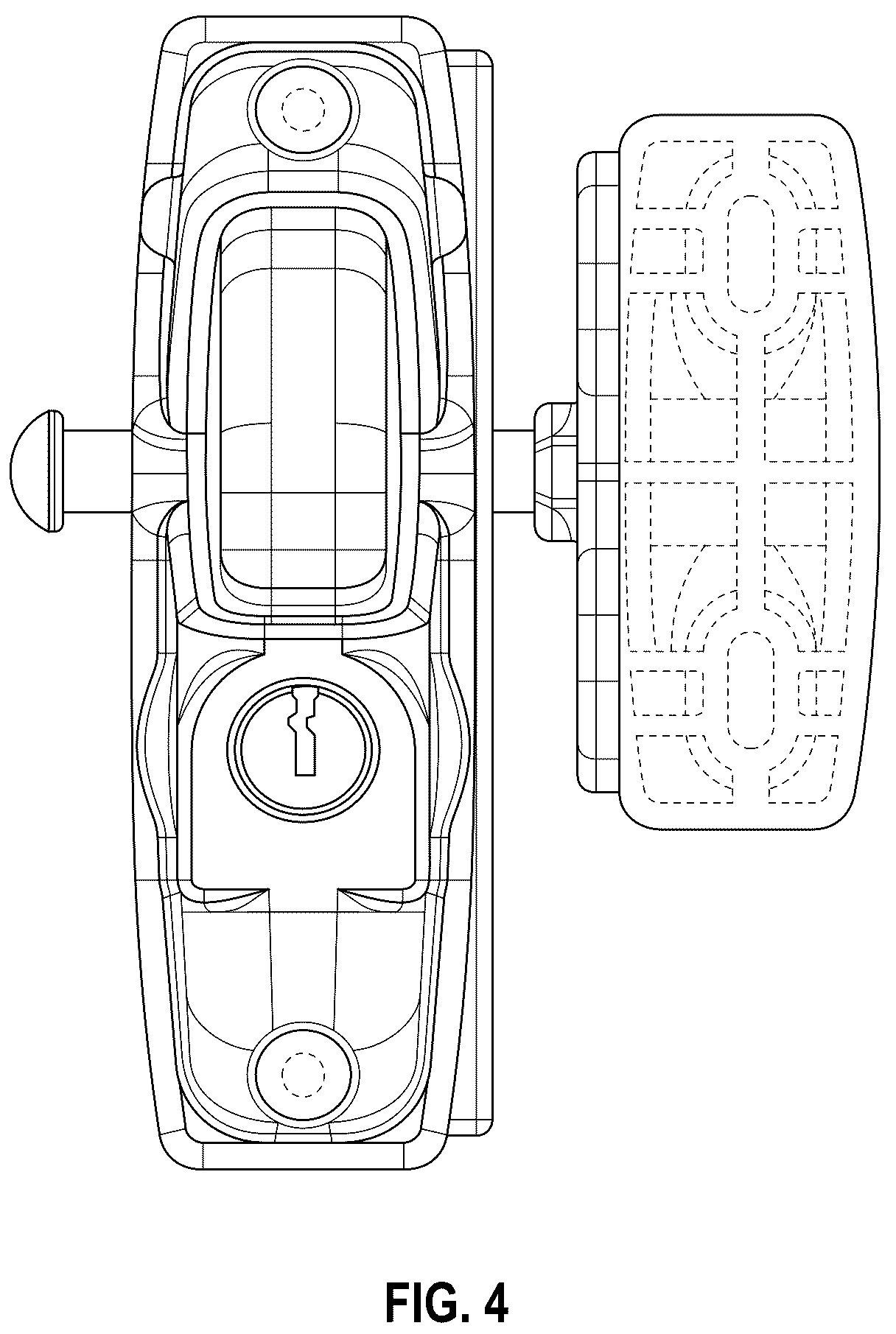 Patent USD1044469 Figure 4 – Key lockable double sided gate latch