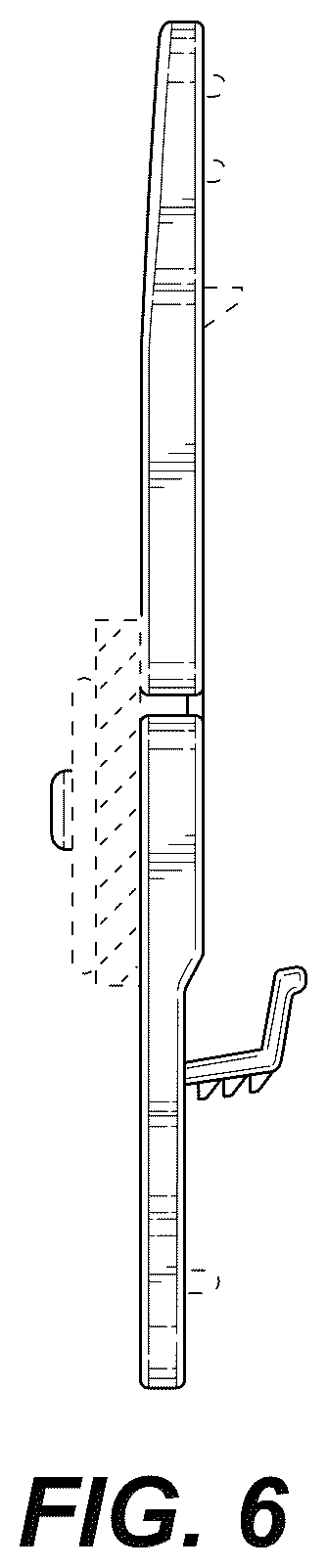 Patent USD1044488 Figure 6 – Plastic bottom clasp for paper hanger