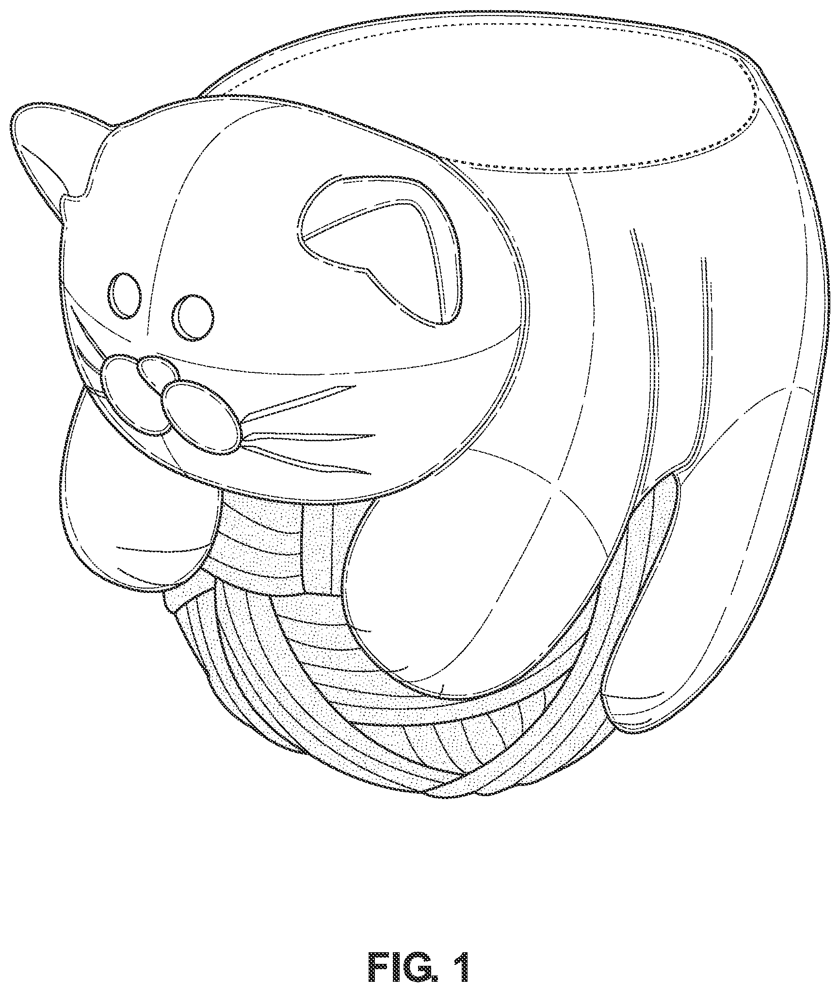 Patent USD1044512 Figure 1 – Container with cat motif