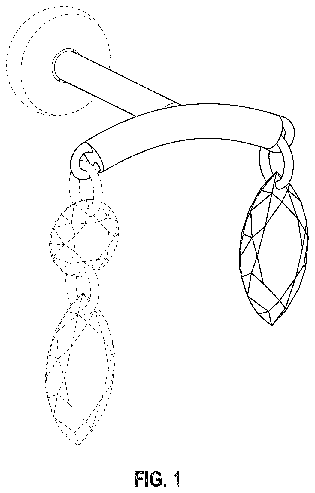 Patent USD1044581 Figure 1 – Earring component