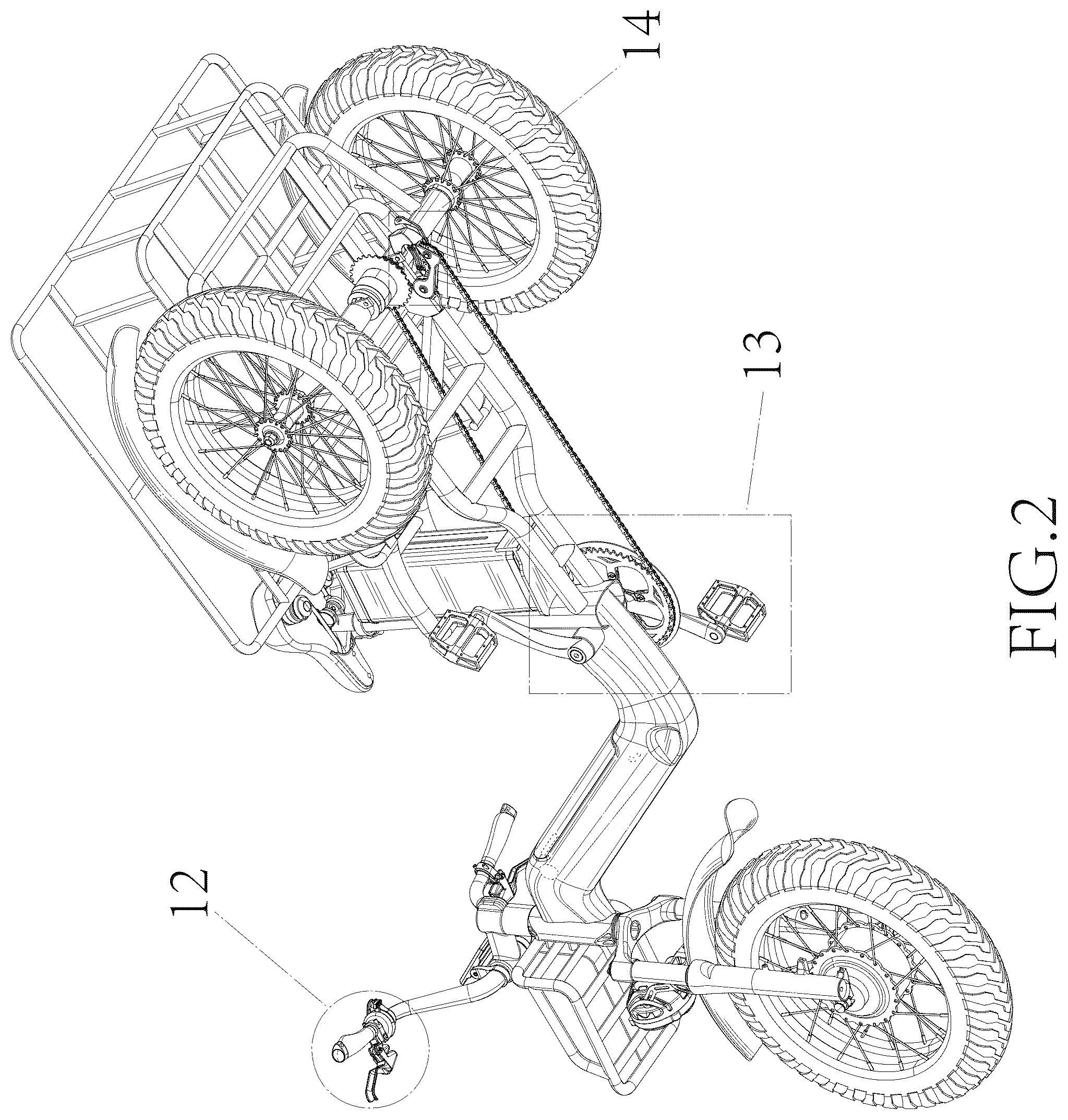 Patent USD1044605 Figure 2 – Electric tricycle
