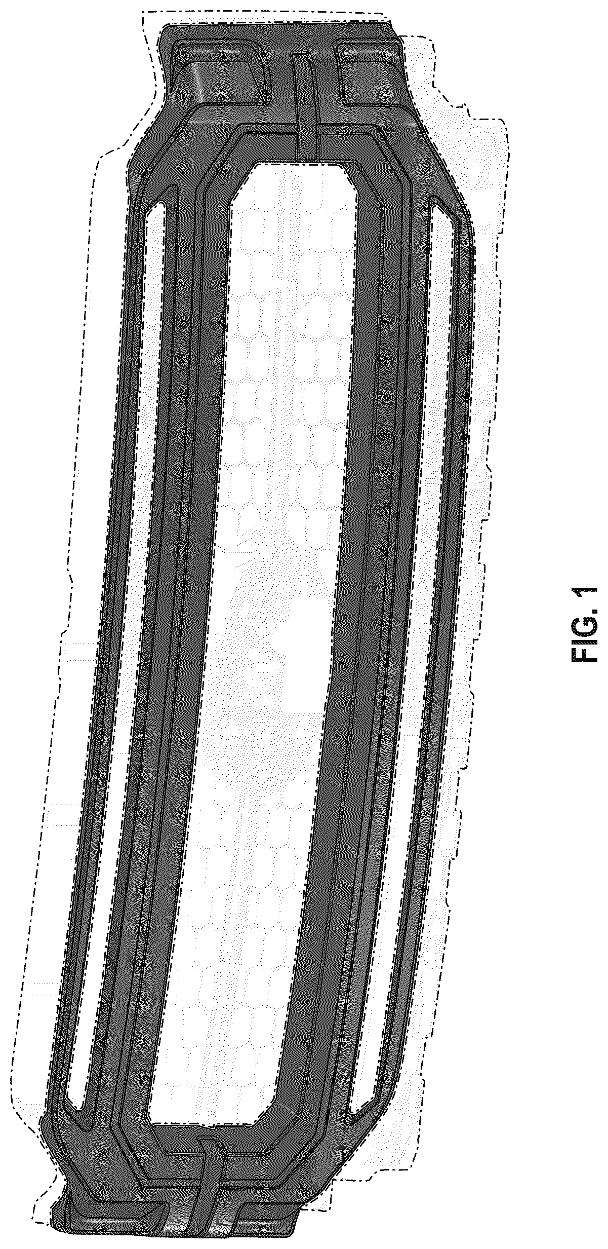 Patent USD1044615 Figure 1 – Grille with LED daytime running lamp