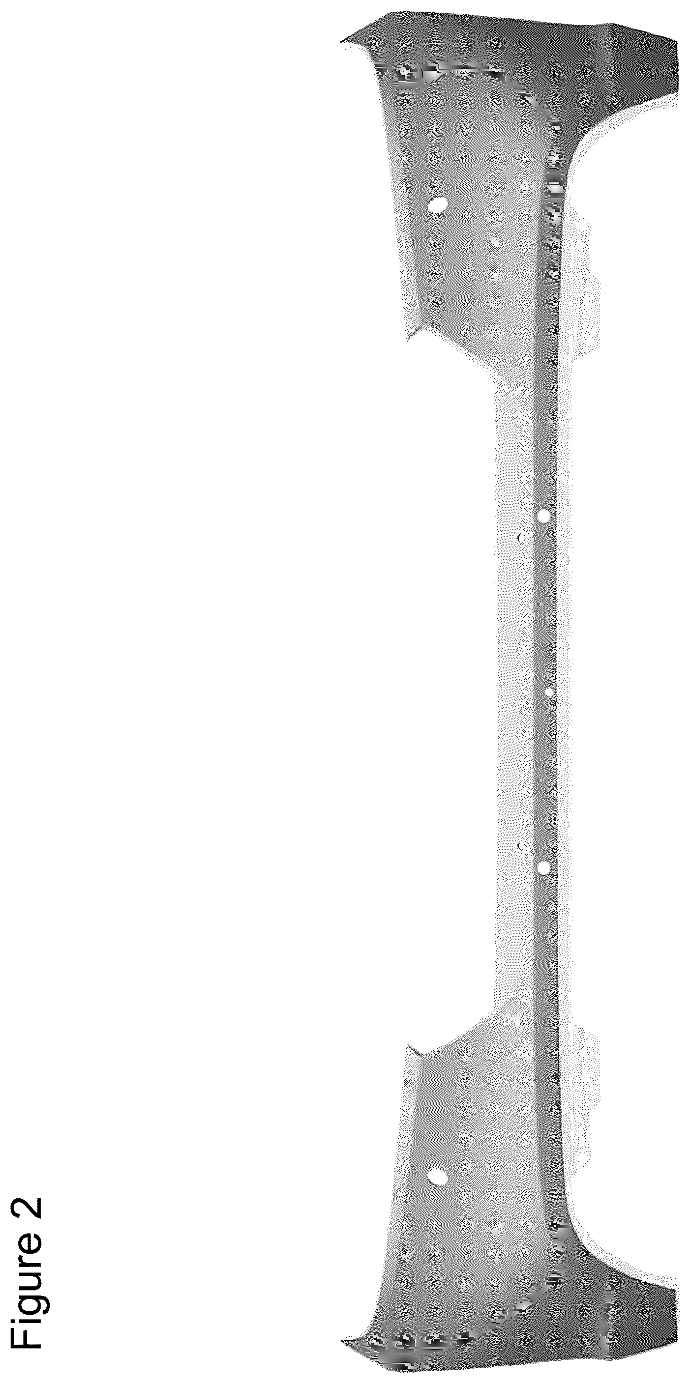 Patent USD1044624 Figure 2 – Front bumper for an automobile