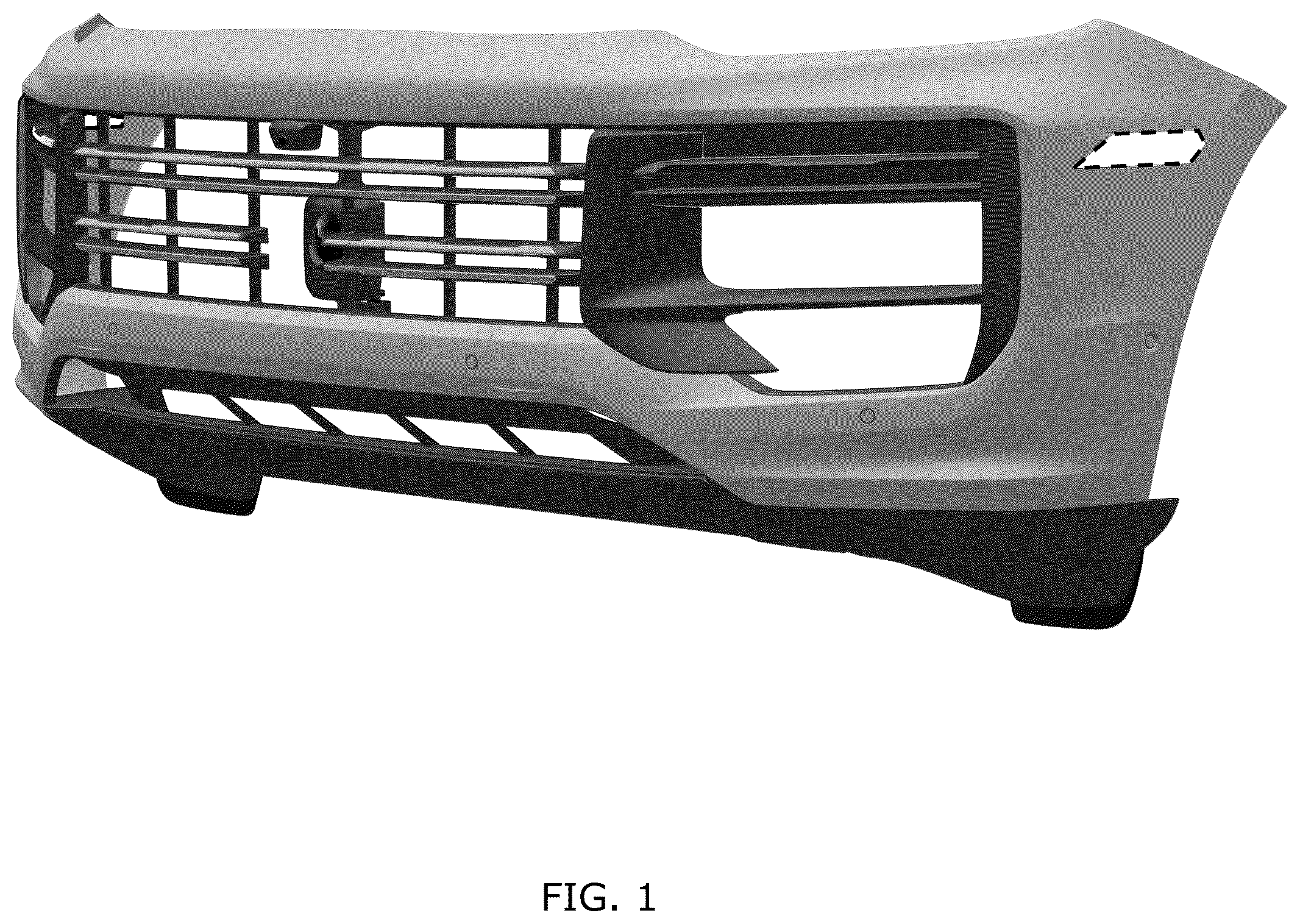 Patent USD1044627 Figure 1 – Front bumper for motor vehicle
