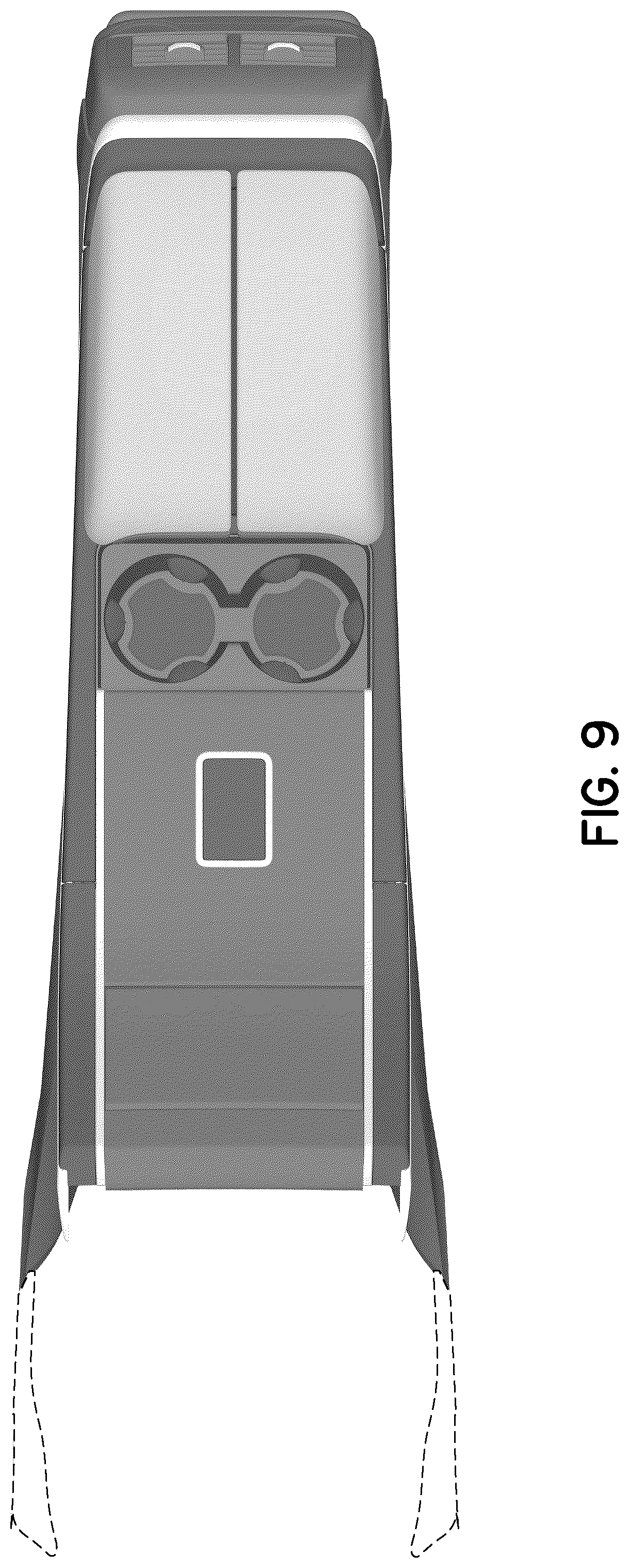 Patent USD1044685 Figure 9 – Vehicle center console