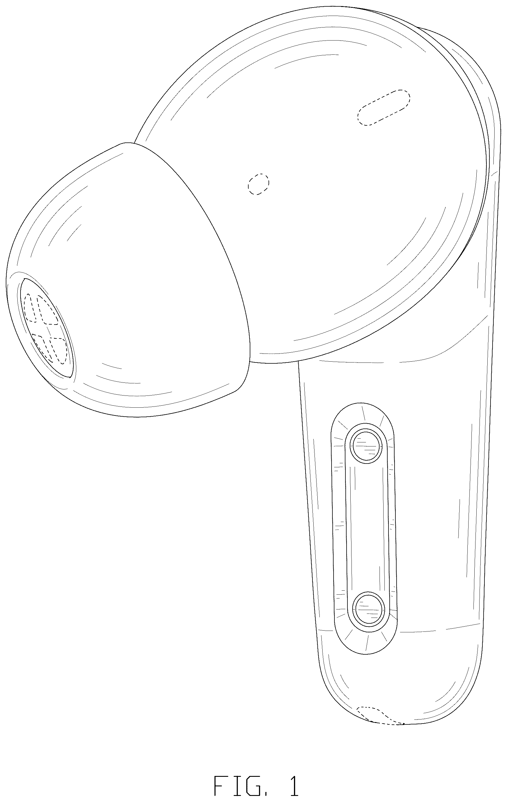 Patent USD1044777 Figure 1 – Pair of earphones