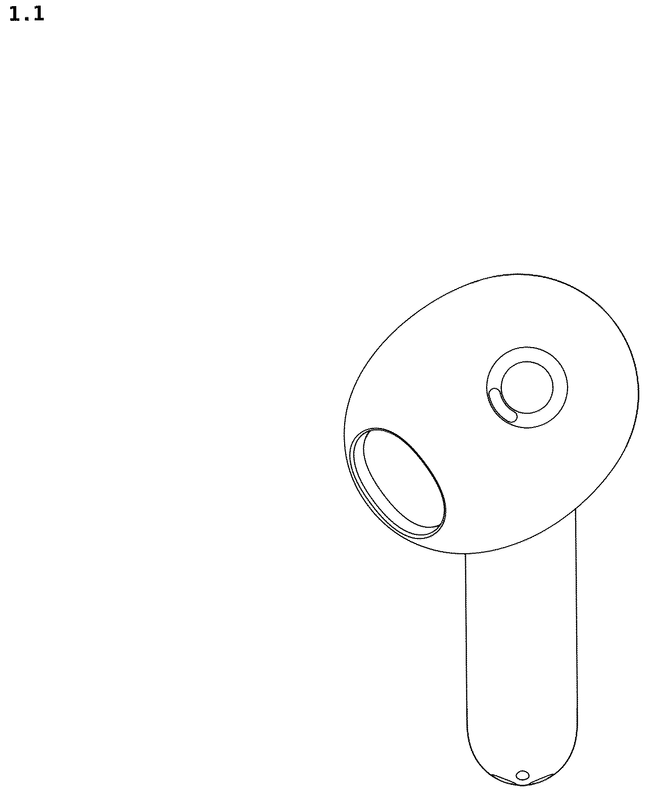 Patent USD1044781 Figure 1 – Earphone
