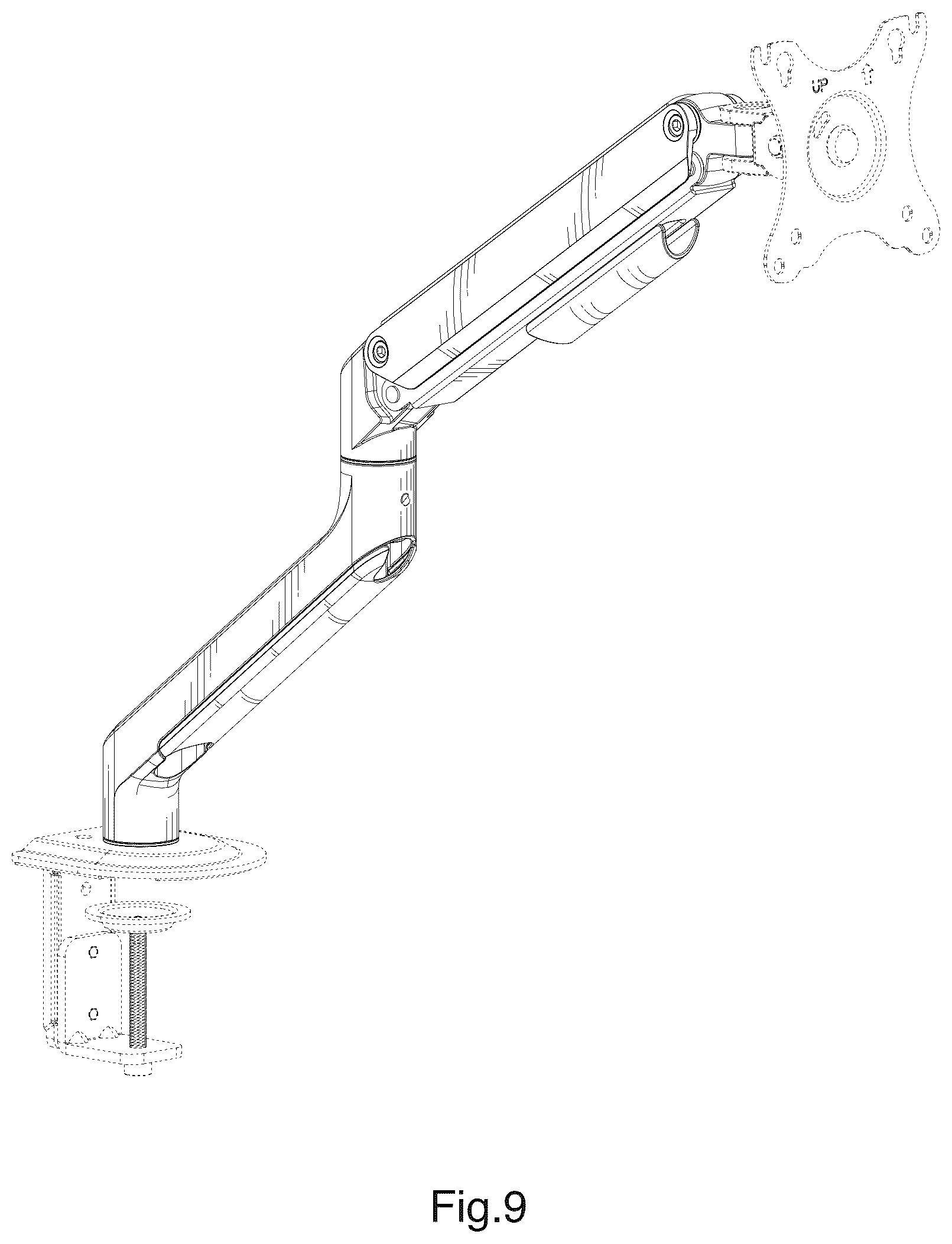 Patent USD1044821 Figure 9 – Monitor arm