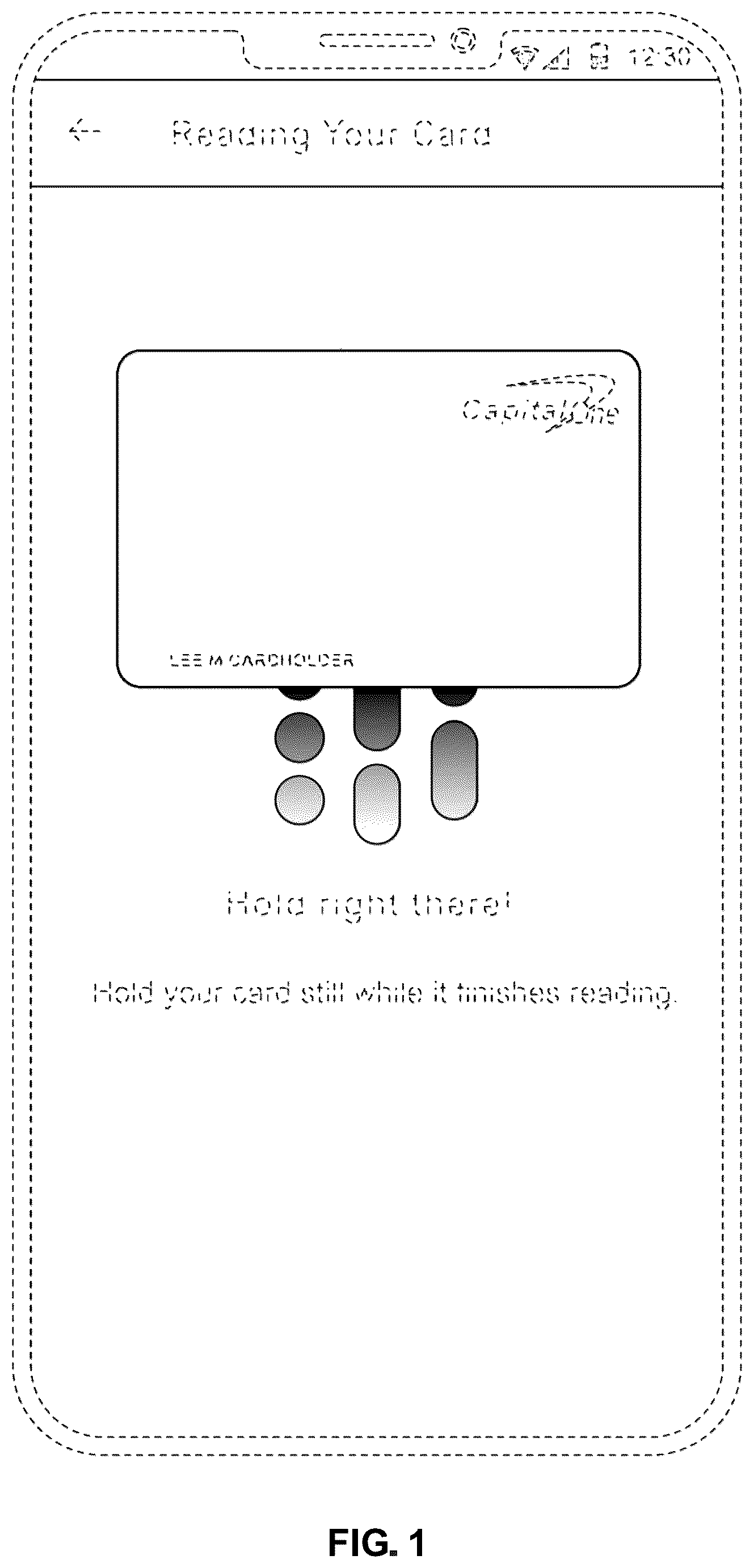 Patent USD1044843 Figure 1 – Display screen or portion thereof with animated card communication interface