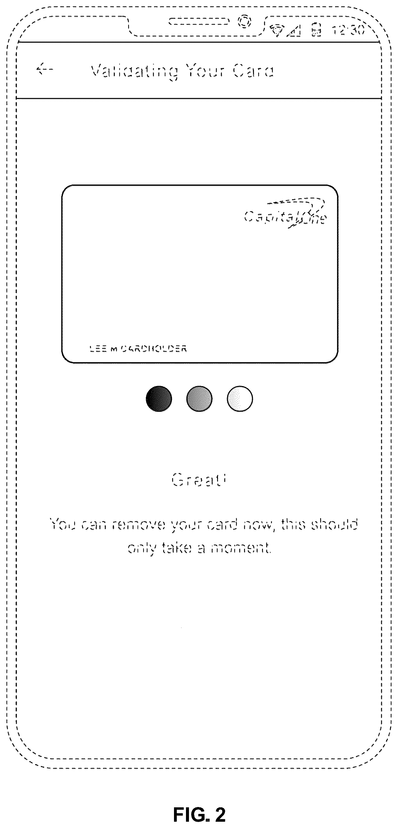 Patent USD1044843 Figure 2 – Display screen or portion thereof with animated card communication interface
