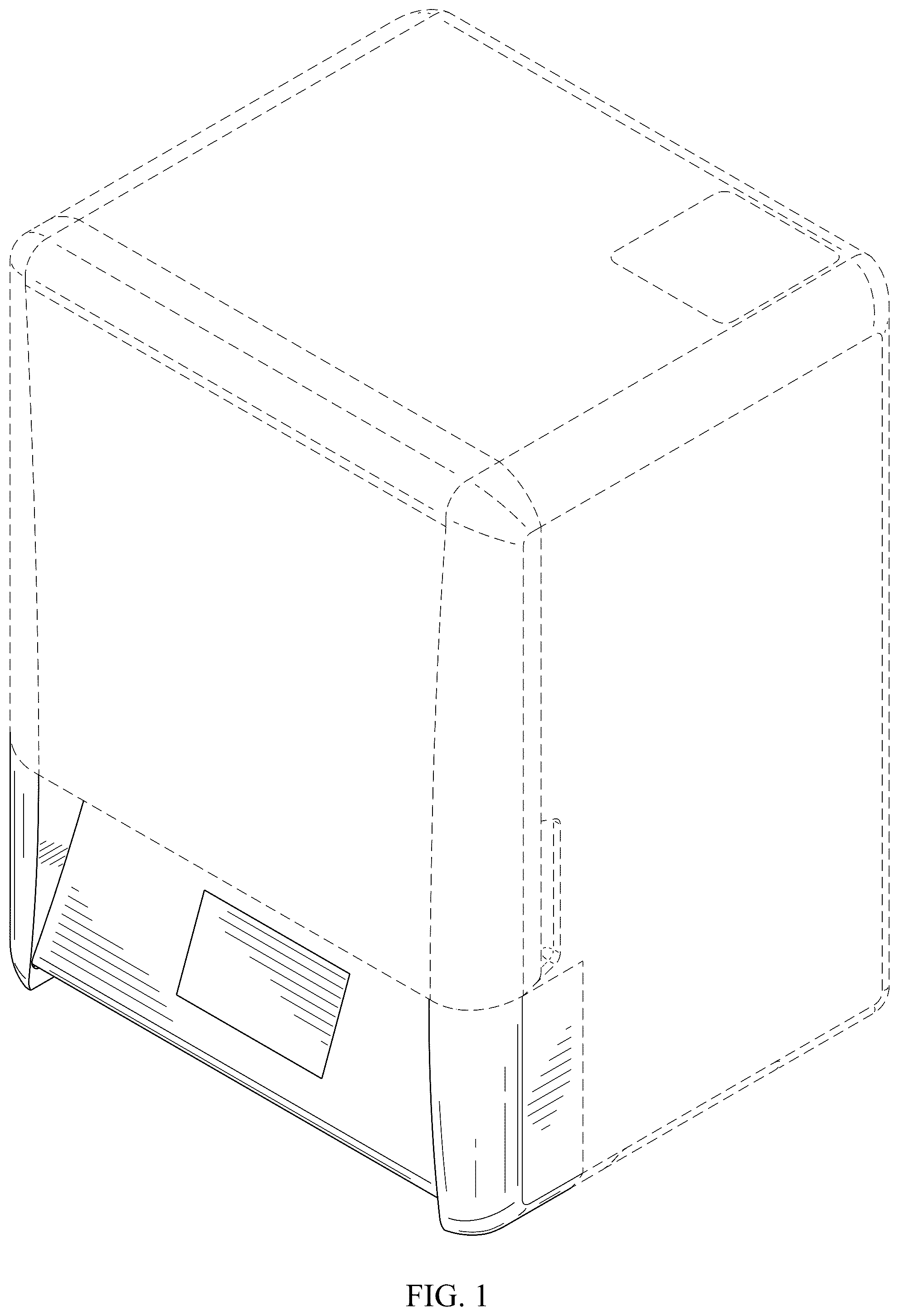 Patent USD1044890 Figure 1 – Inclined control panel for a three-dimensional printer